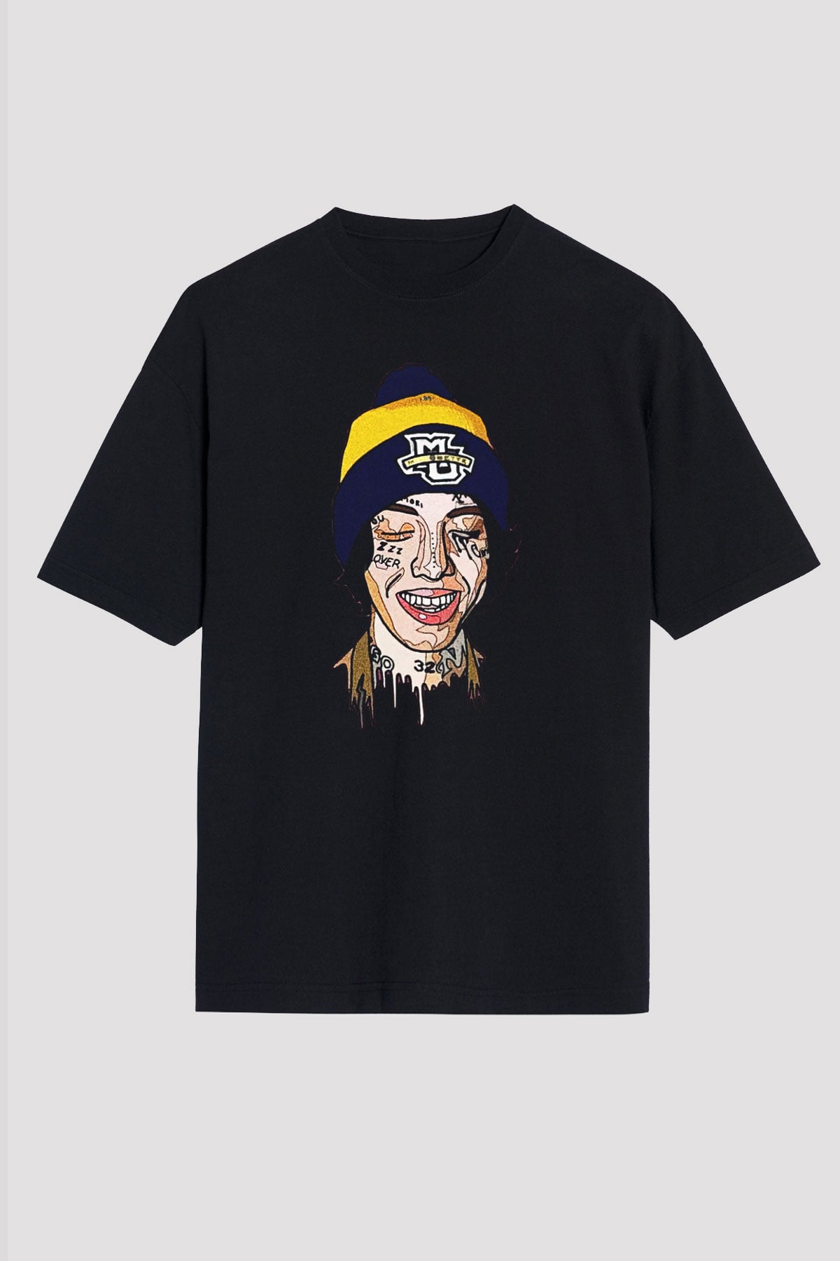 Lil Xan Baskılı Unisex Siyah Oversize Tişört - Tshirt