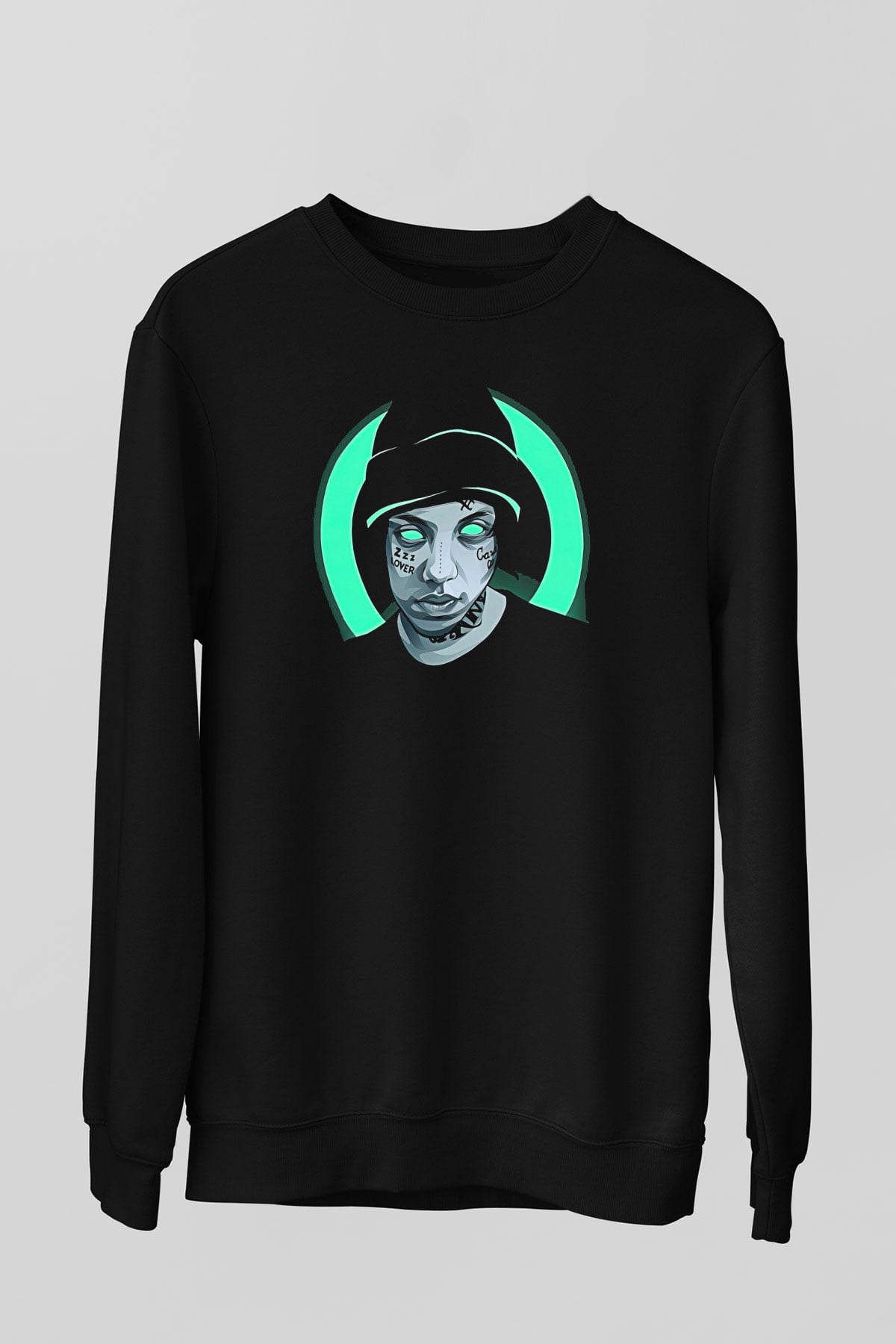 Lil Xan Baskılı Unisex Siyah Sweatshirt