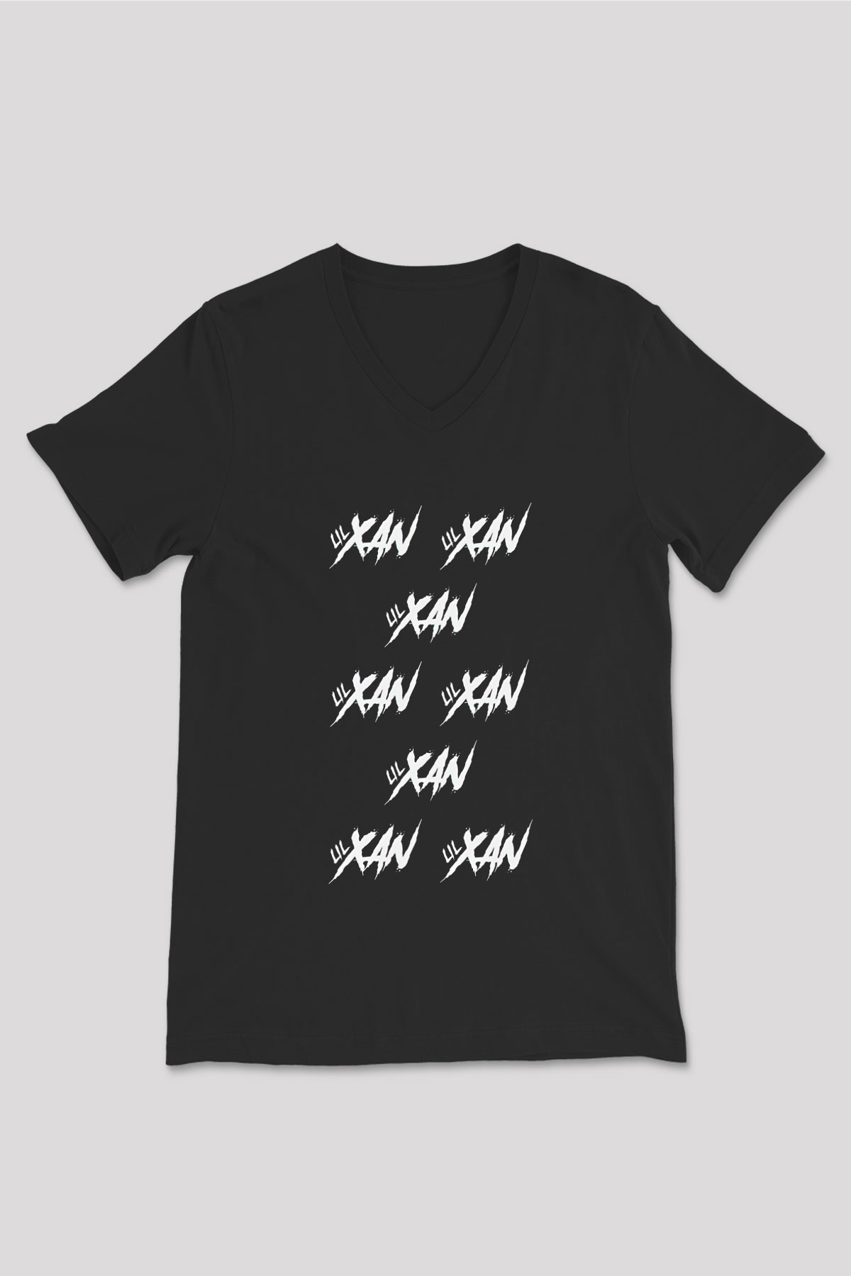 Lil Xan Baskılı Unisex Siyah V Yaka Tişört - Tshirt
