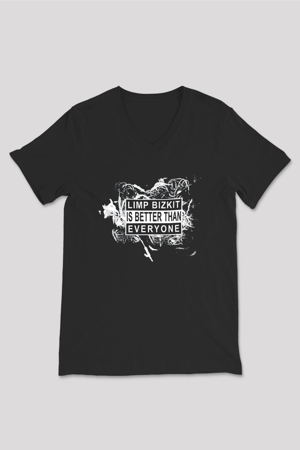 Limp Bizkit Baskılı Unisex Siyah V Yaka Tişört - Tshirt