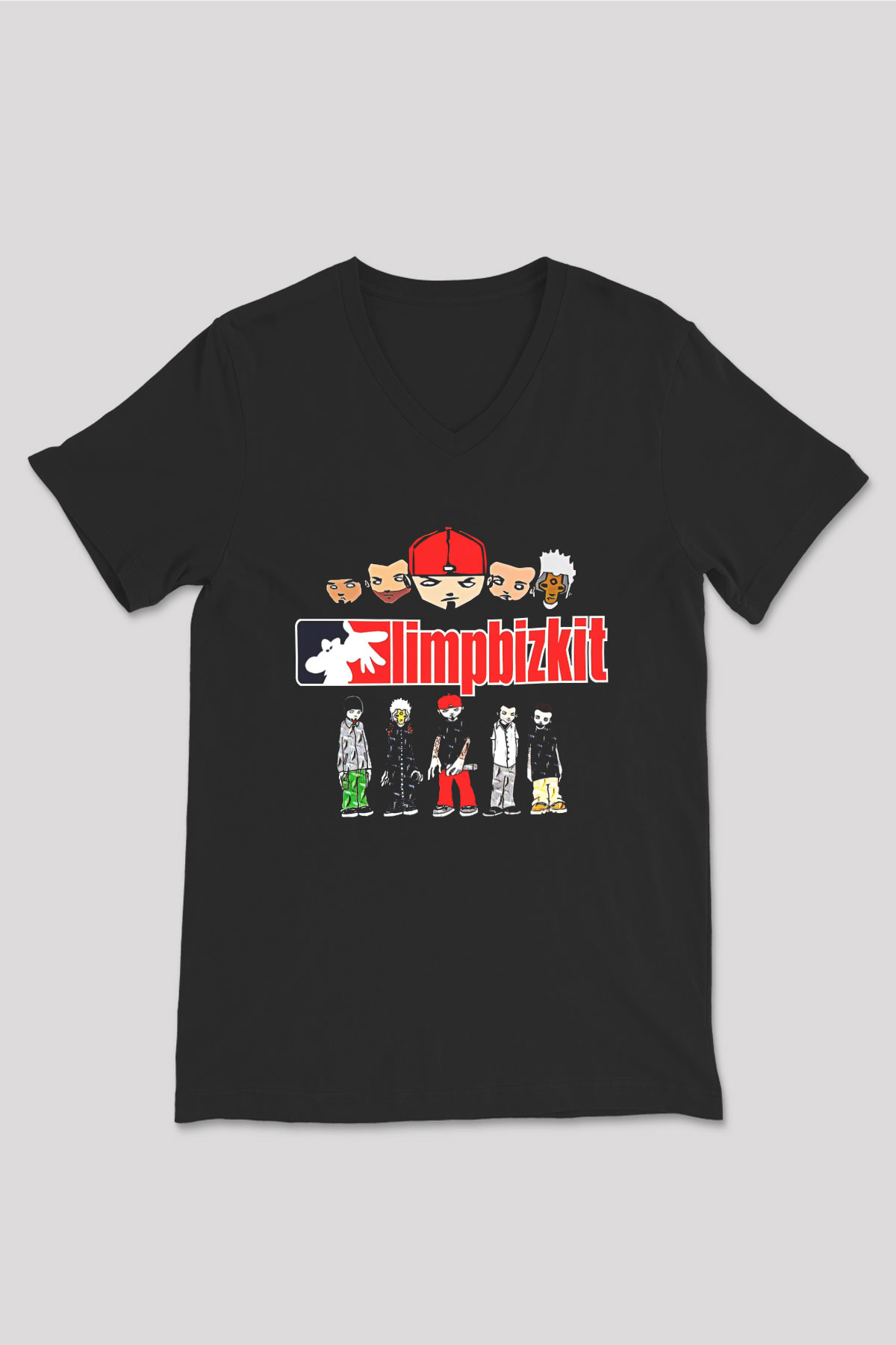 Limp Bizkit Baskılı Unisex Siyah V Yaka Tişört - Tshirt