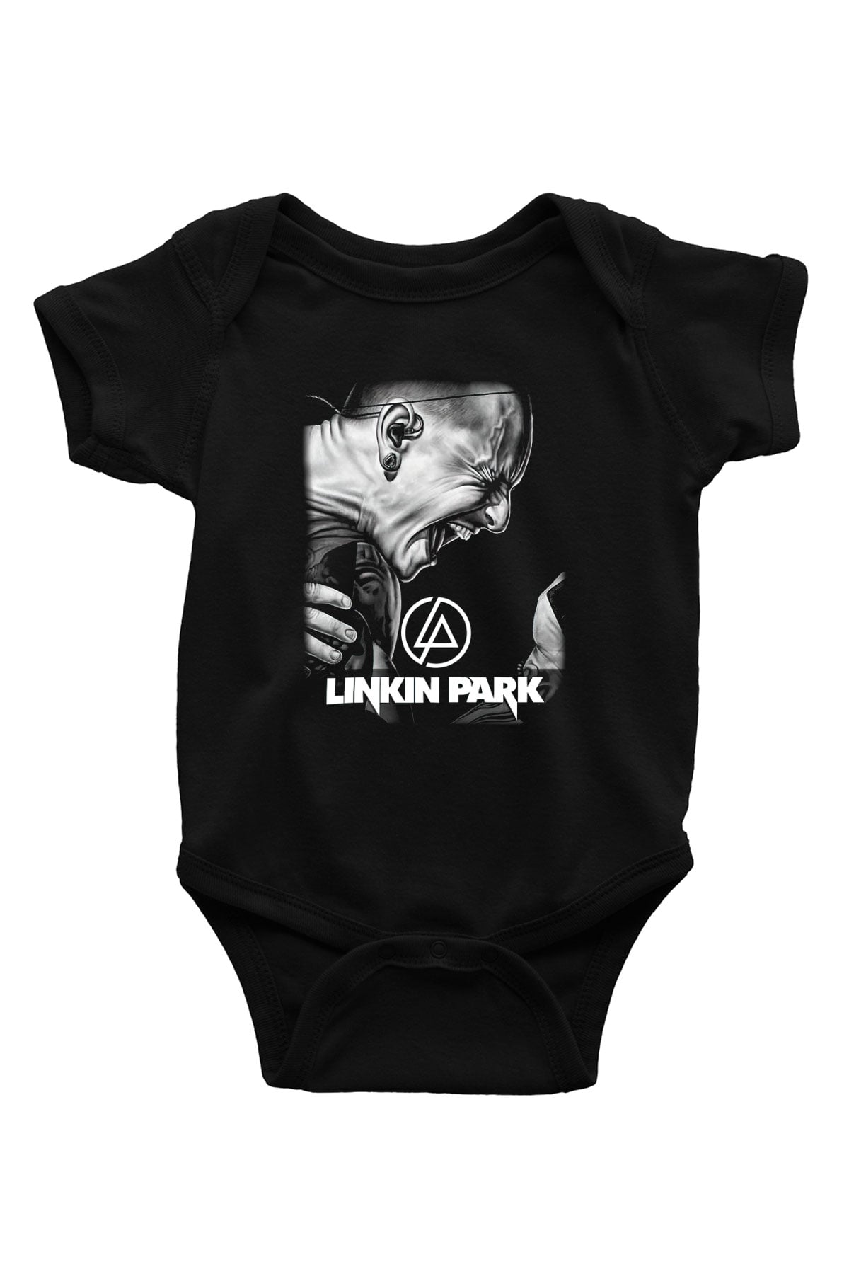 Linkin Park Baskılı Siyah Bebek Body - Zıbın