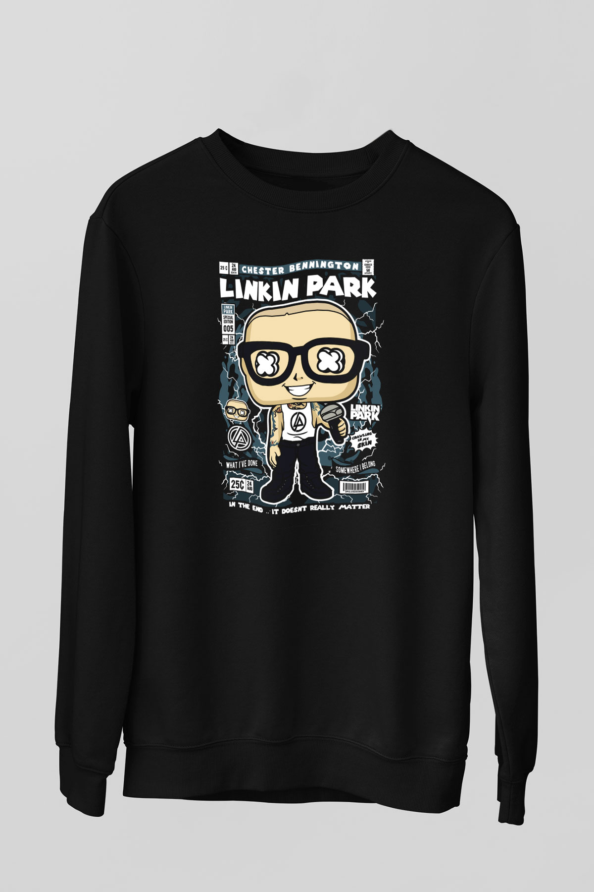 Linkin Park Baskılı Unisex Siyah Sweatshirt