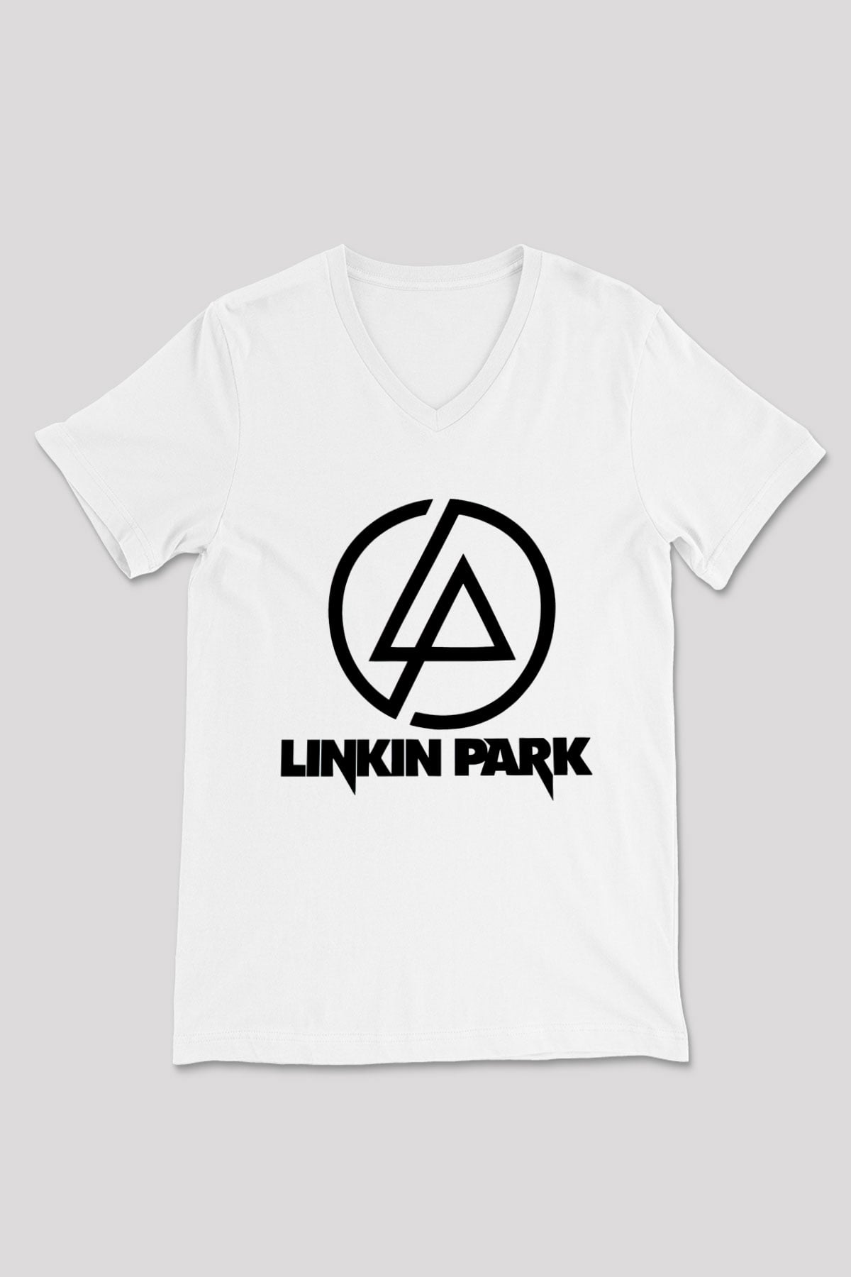 Linkin Park Beyaz Unisex V Yaka Tişört T-Shirt