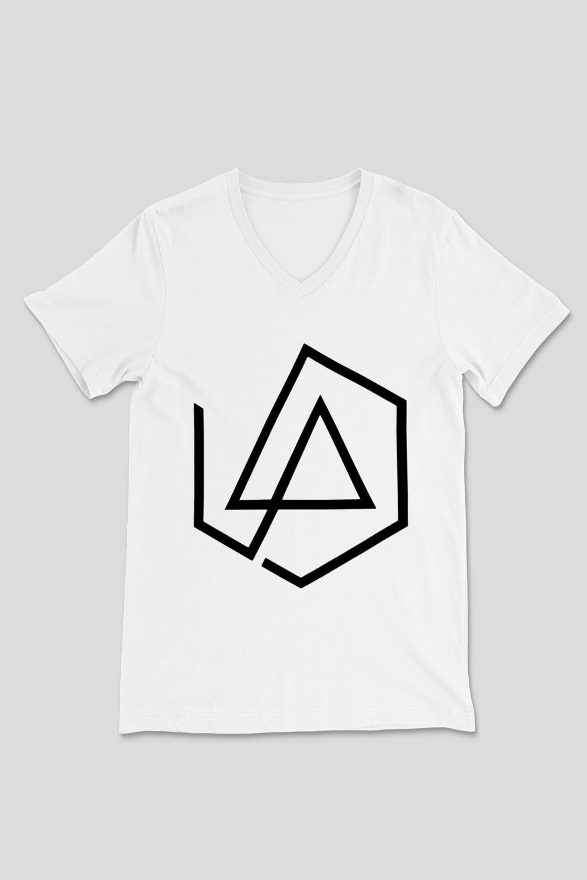 Linkin Park Beyaz Unisex V Yaka Tişört T-Shirt