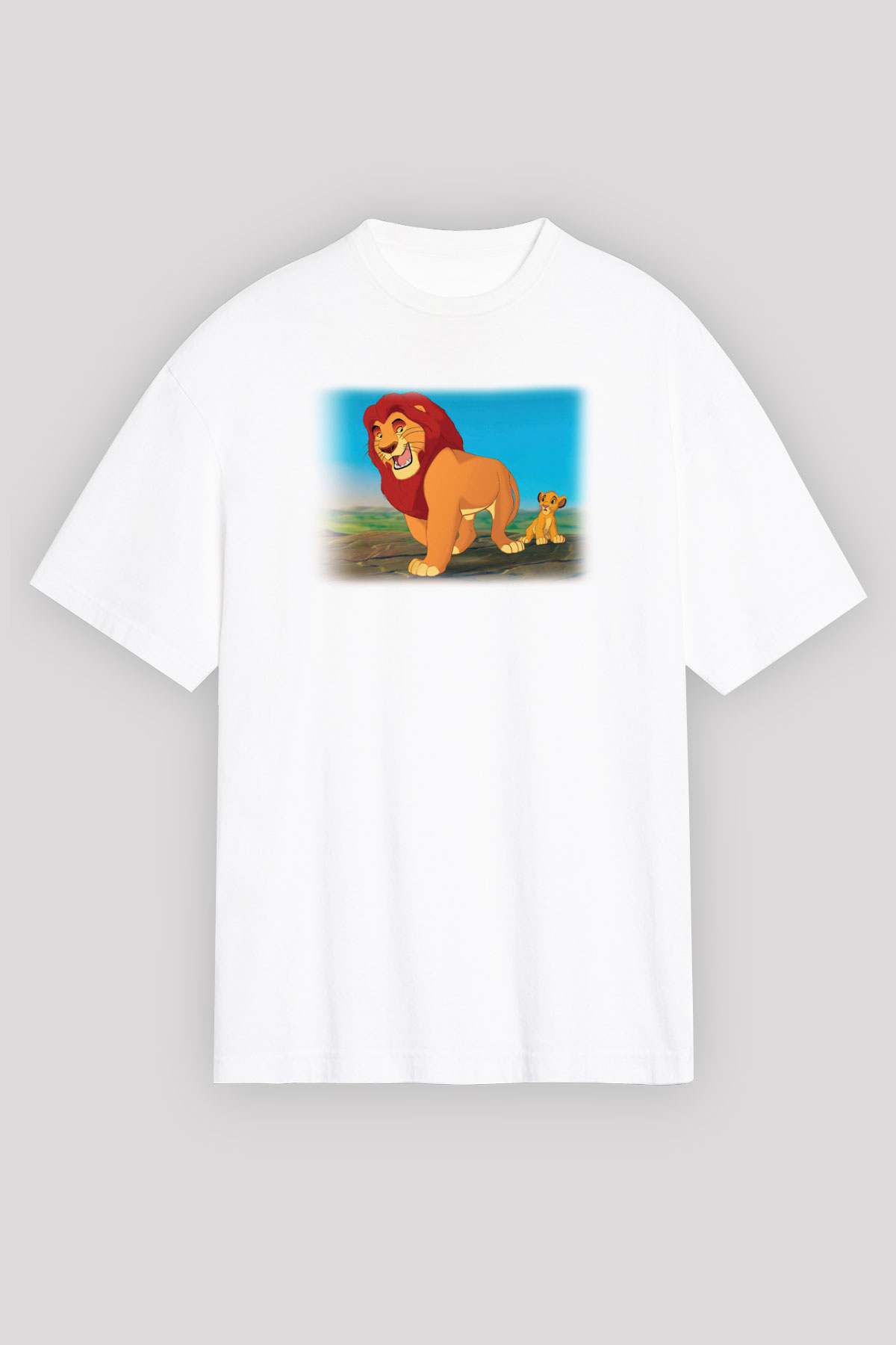 Lion King Beyaz Unisex Oversize Tişört T-Shirt