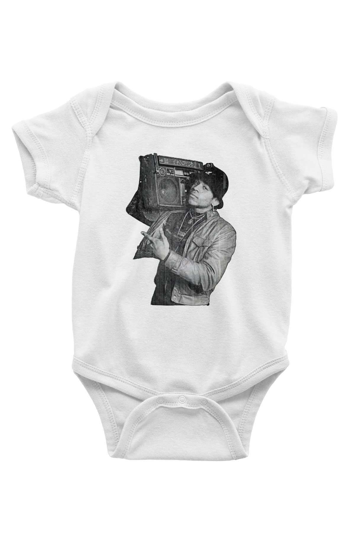 LL Cool J Baskılı Beyaz Unisex Bebek Body - Zıbın
