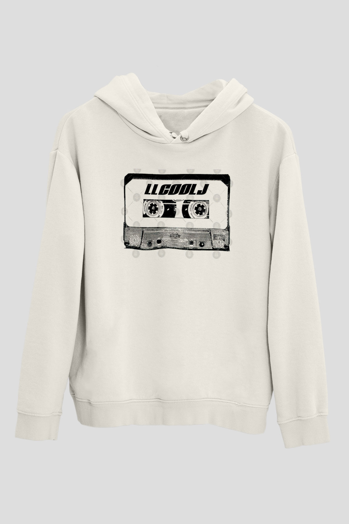 LL Cool J Baskılı Beyaz Unisex Kapüşonlu Sweatshirt