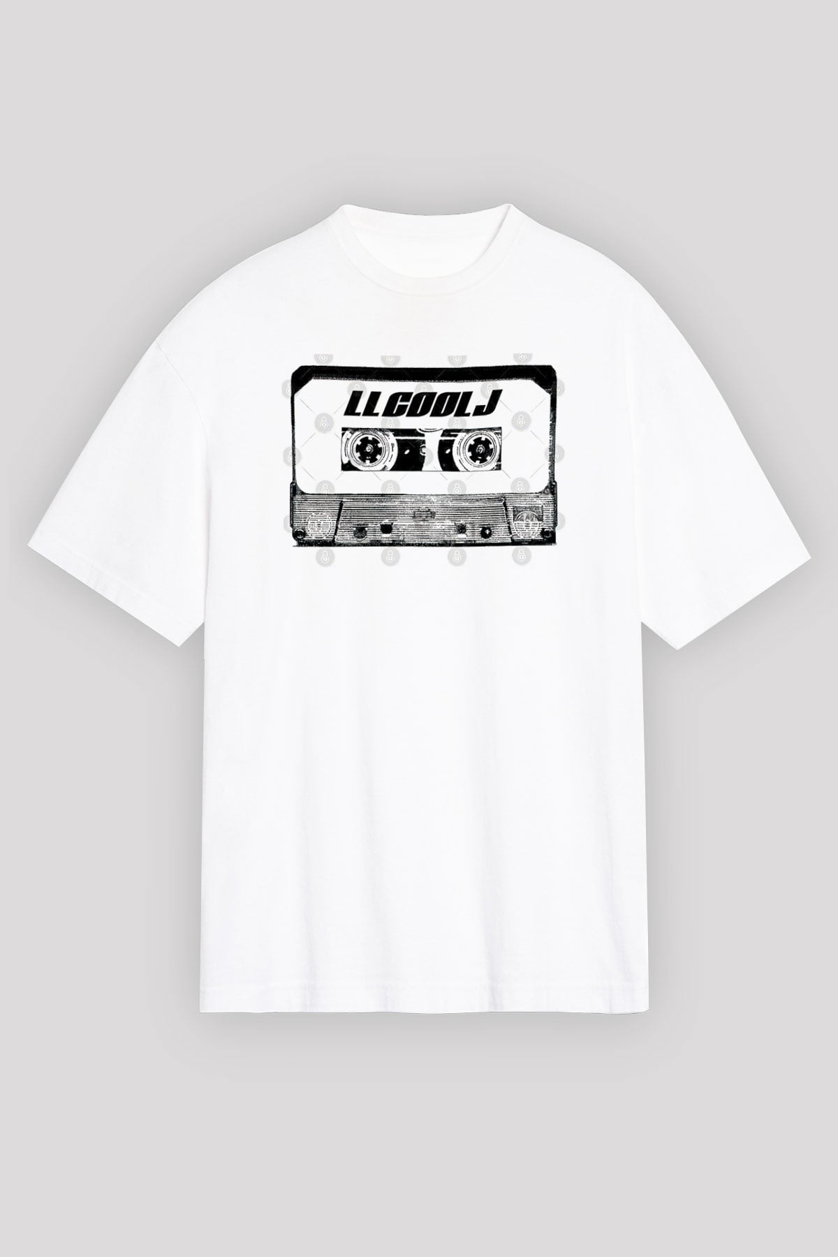 LL Cool J Baskılı Beyaz Unisex Oversize Tişört - Tshirt