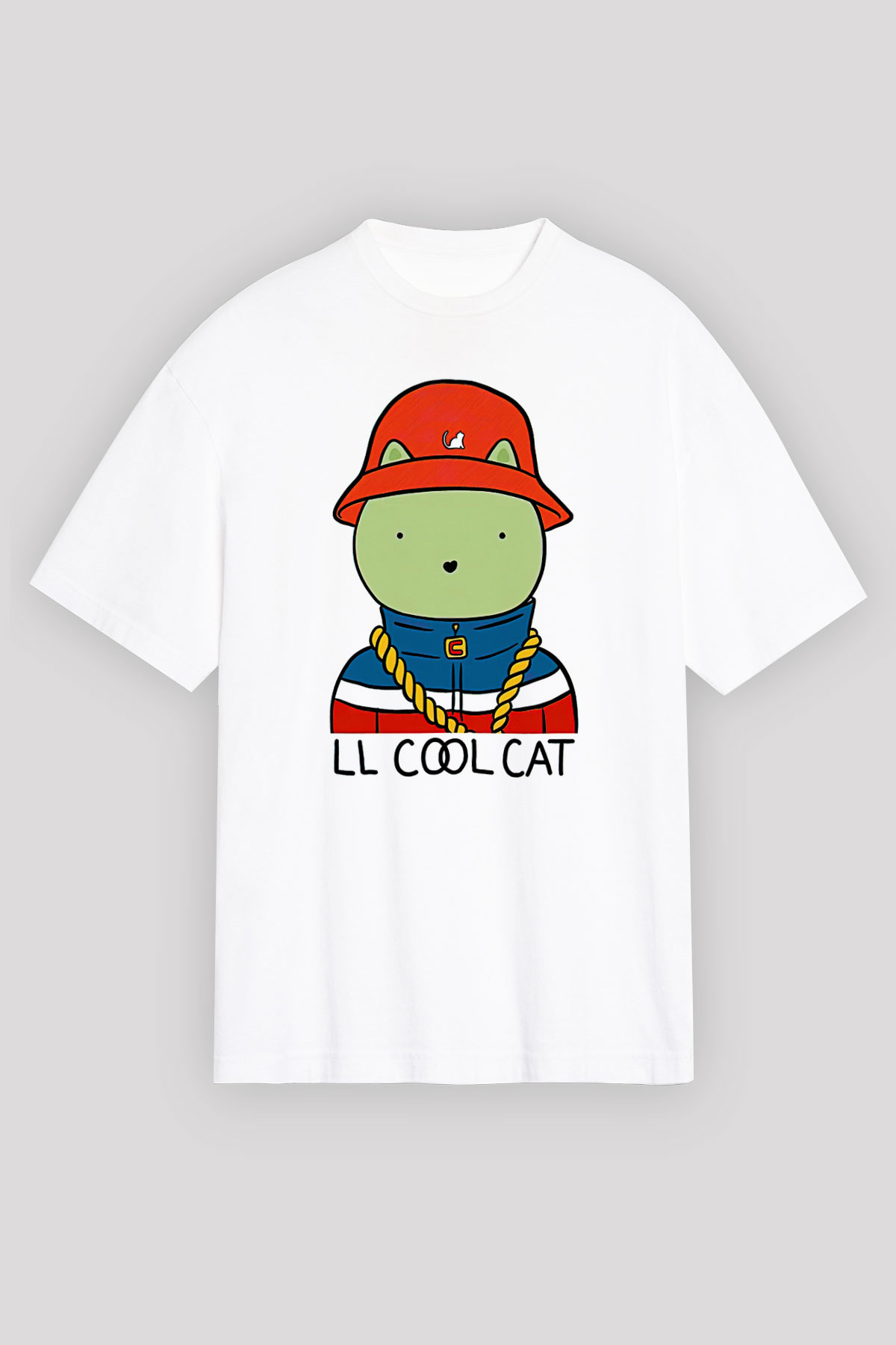 LL Cool J Baskılı Beyaz Unisex Oversize Tişört - Tshirt