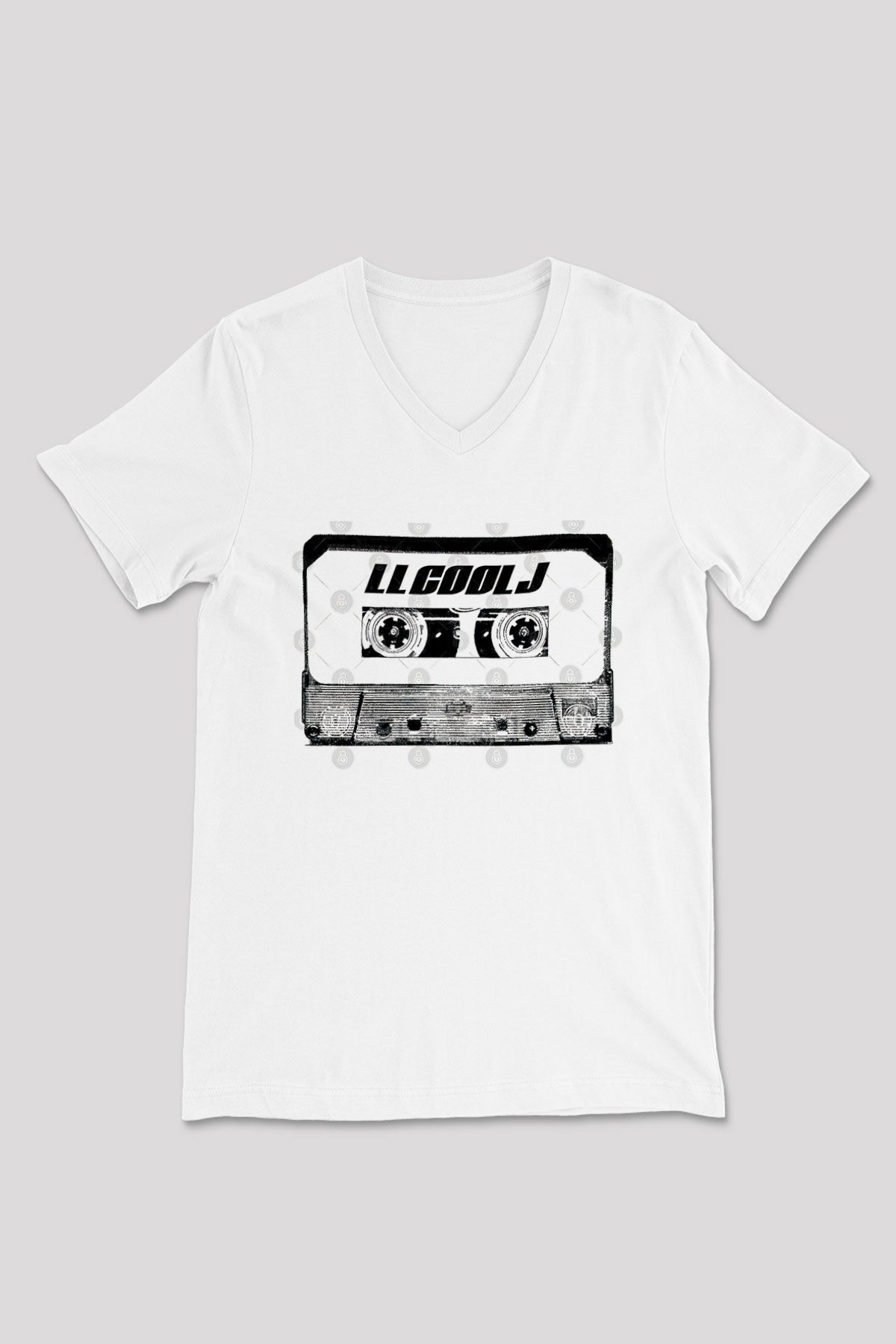 LL Cool J Baskılı Beyaz Unisex V Yaka Tişört - Tshirt