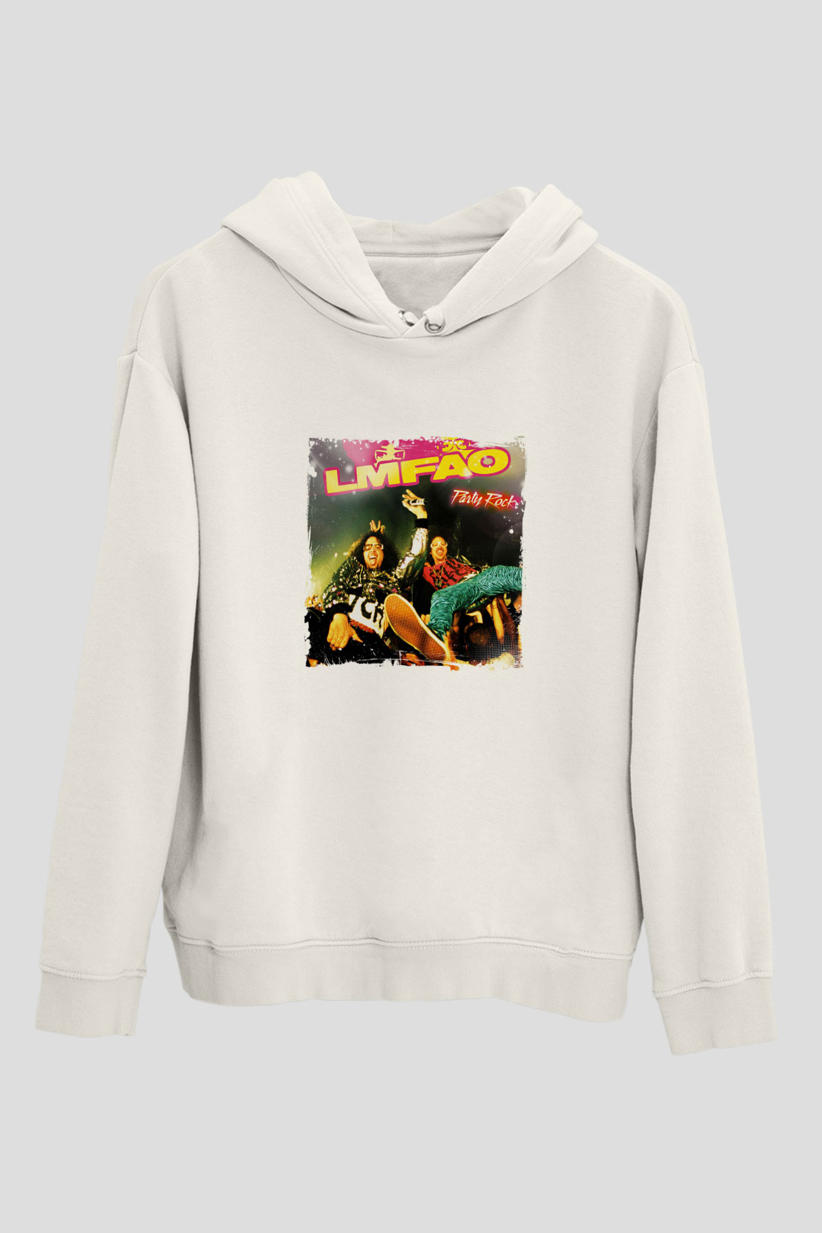 LMFAO Baskılı Unisex Beyaz Kapüşonlu Sweatshirt