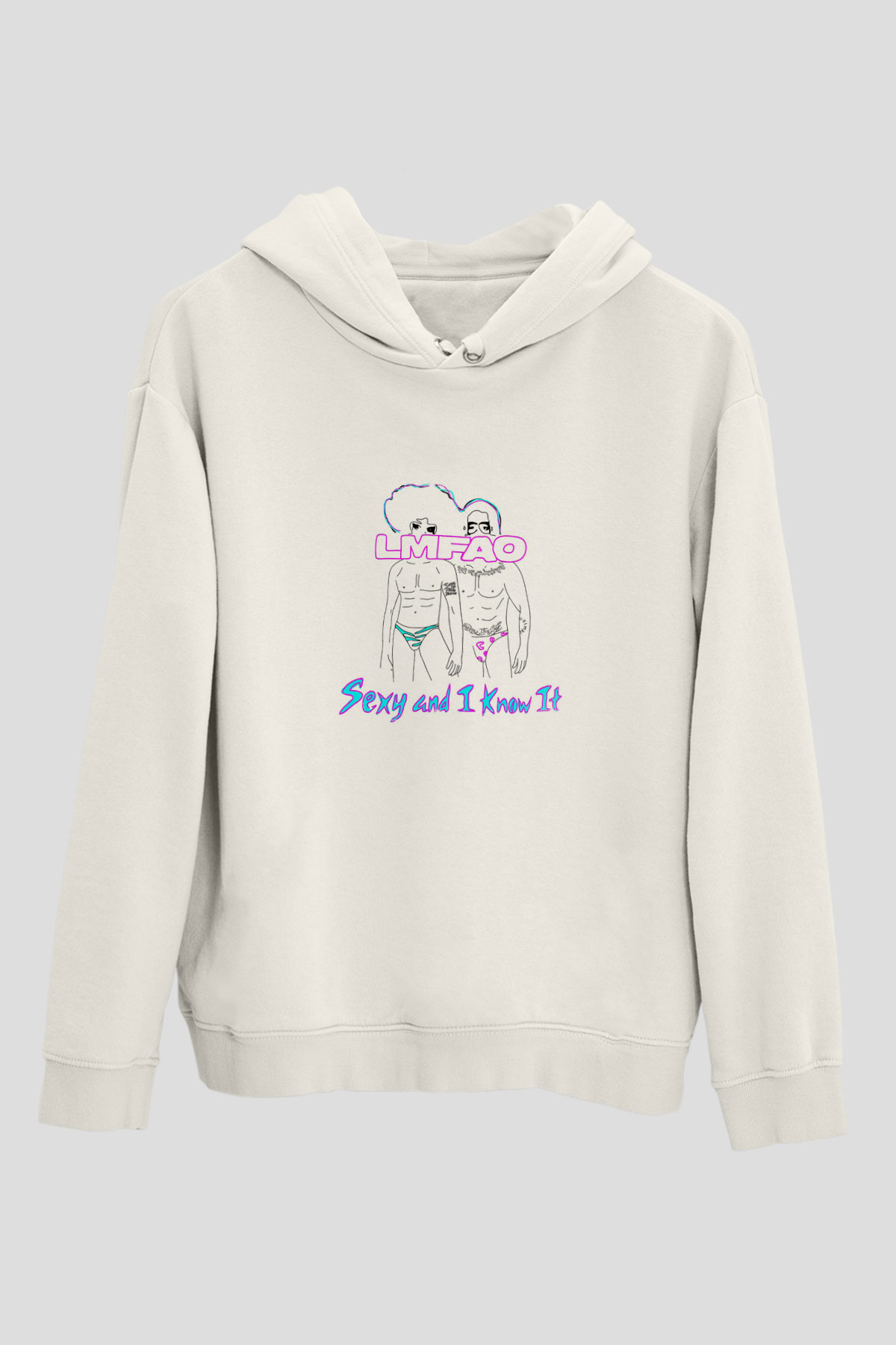 LMFAO Baskılı Unisex Beyaz Kapüşonlu Sweatshirt