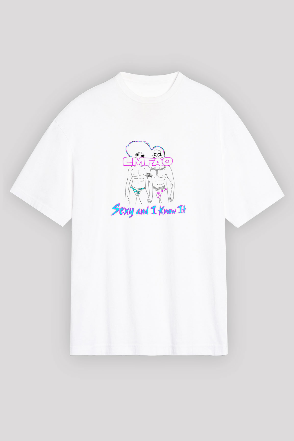 LMFAO Baskılı Unisex Beyaz Tişört