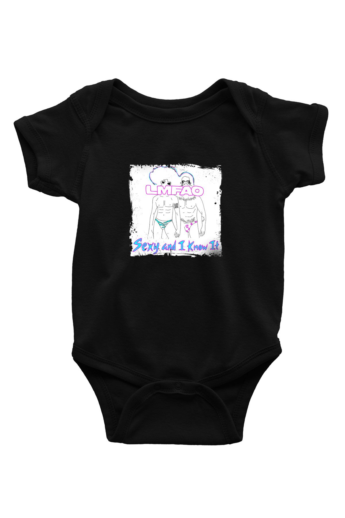 LMFAO Baskılı Unisex Siyah Bebek Body - Zıbın