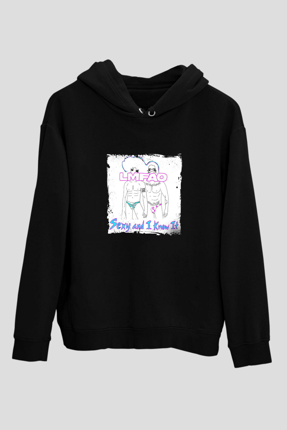 LMFAO Baskılı Unisex Siyah Hoodie