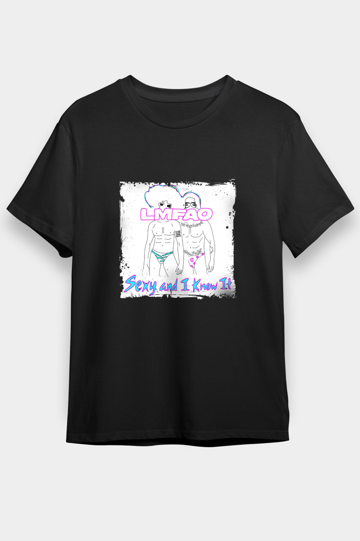 LMFAO Baskılı Unisex Siyah Tişört