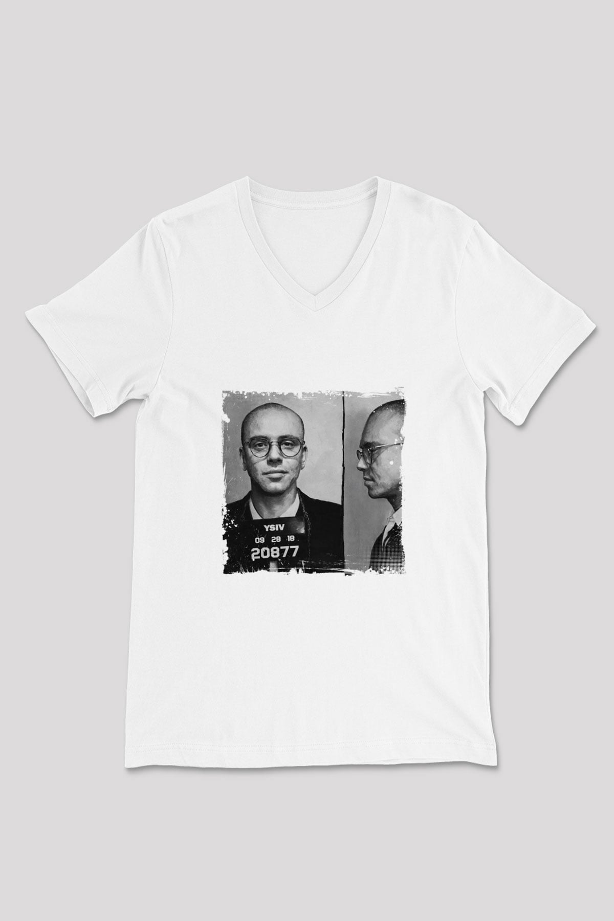 Logic Baskılı Beyaz V Yaka Unisex Tişört