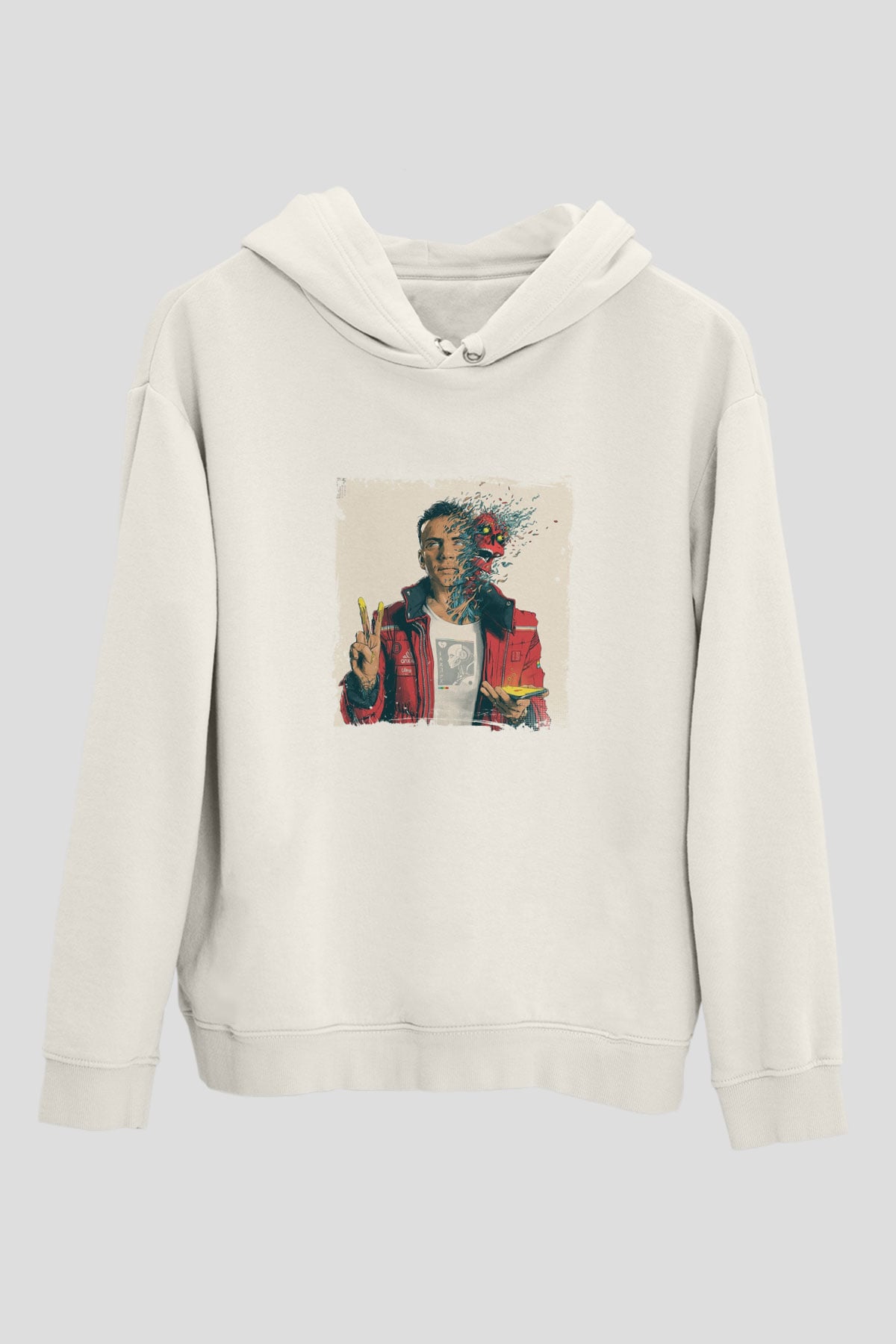 Logic Baskılı Unisex Beyaz Kapüşonlu Sweatshirt