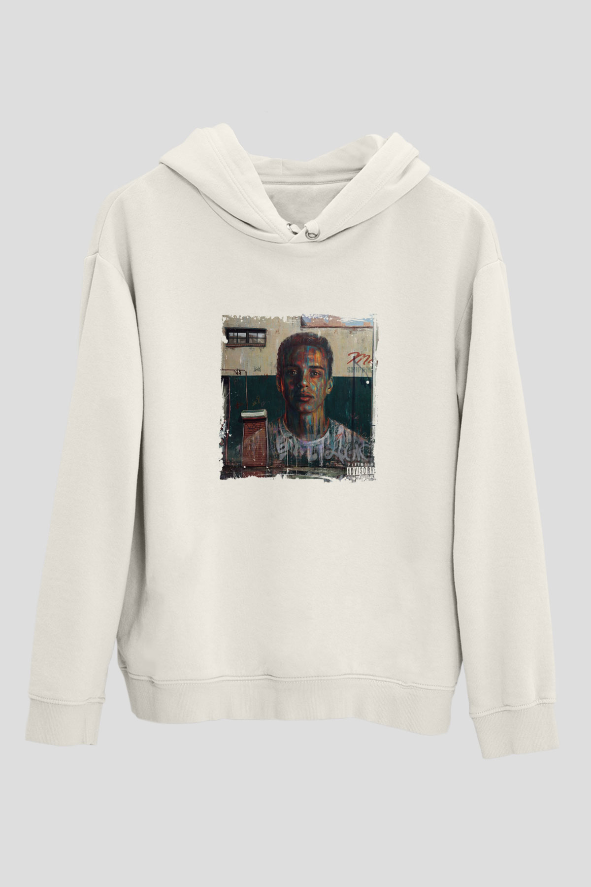 Logic Baskılı Unisex Beyaz Kapüşonlu Sweatshirt