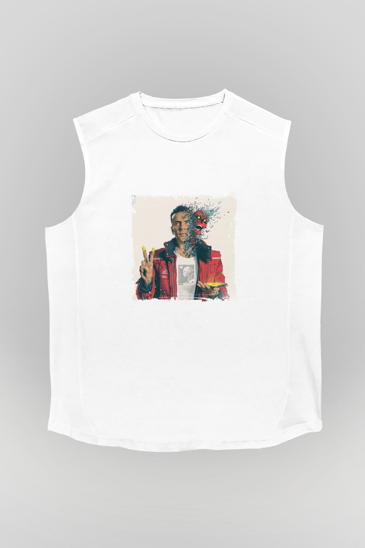 Logic Baskılı Unisex Beyaz Kolsuz Tişört
