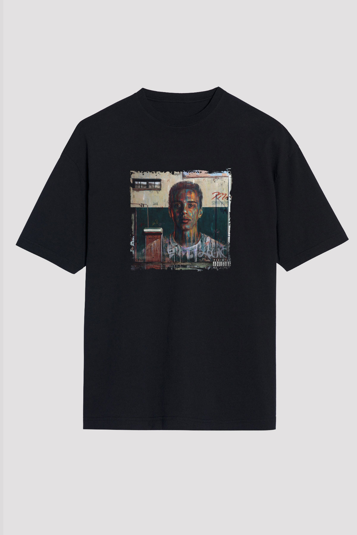 Logic Baskılı Unisex Oversize Siyah Tişört