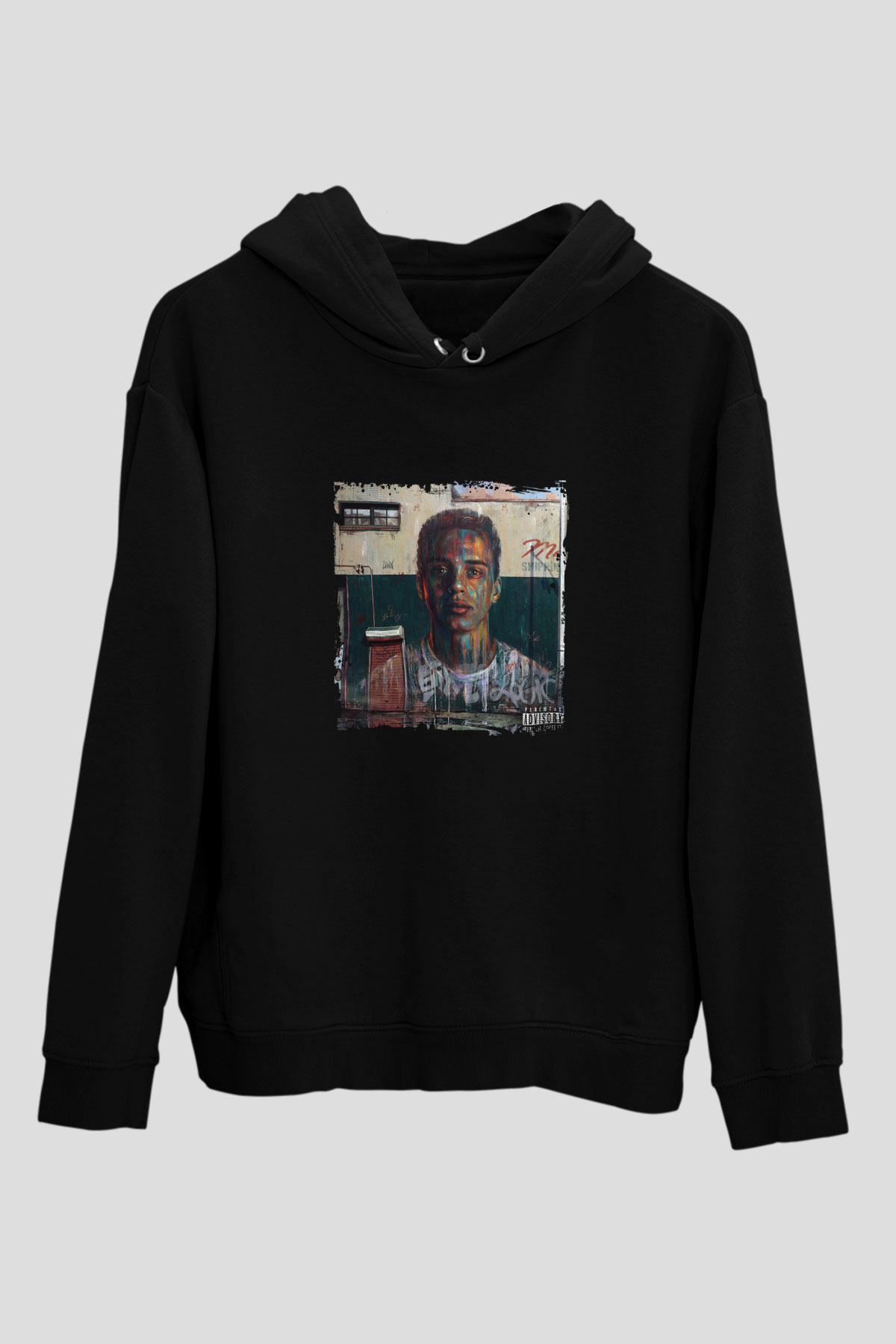 Logic Baskılı Unisex Siyah Hoodie