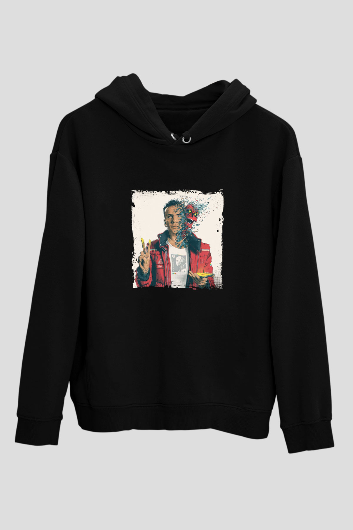 Logic Baskılı Unisex Siyah Hoodie