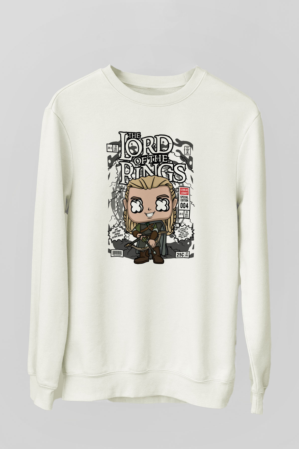 Lord Of The Rings Baskılı Unisex Beyaz Sweatshirt