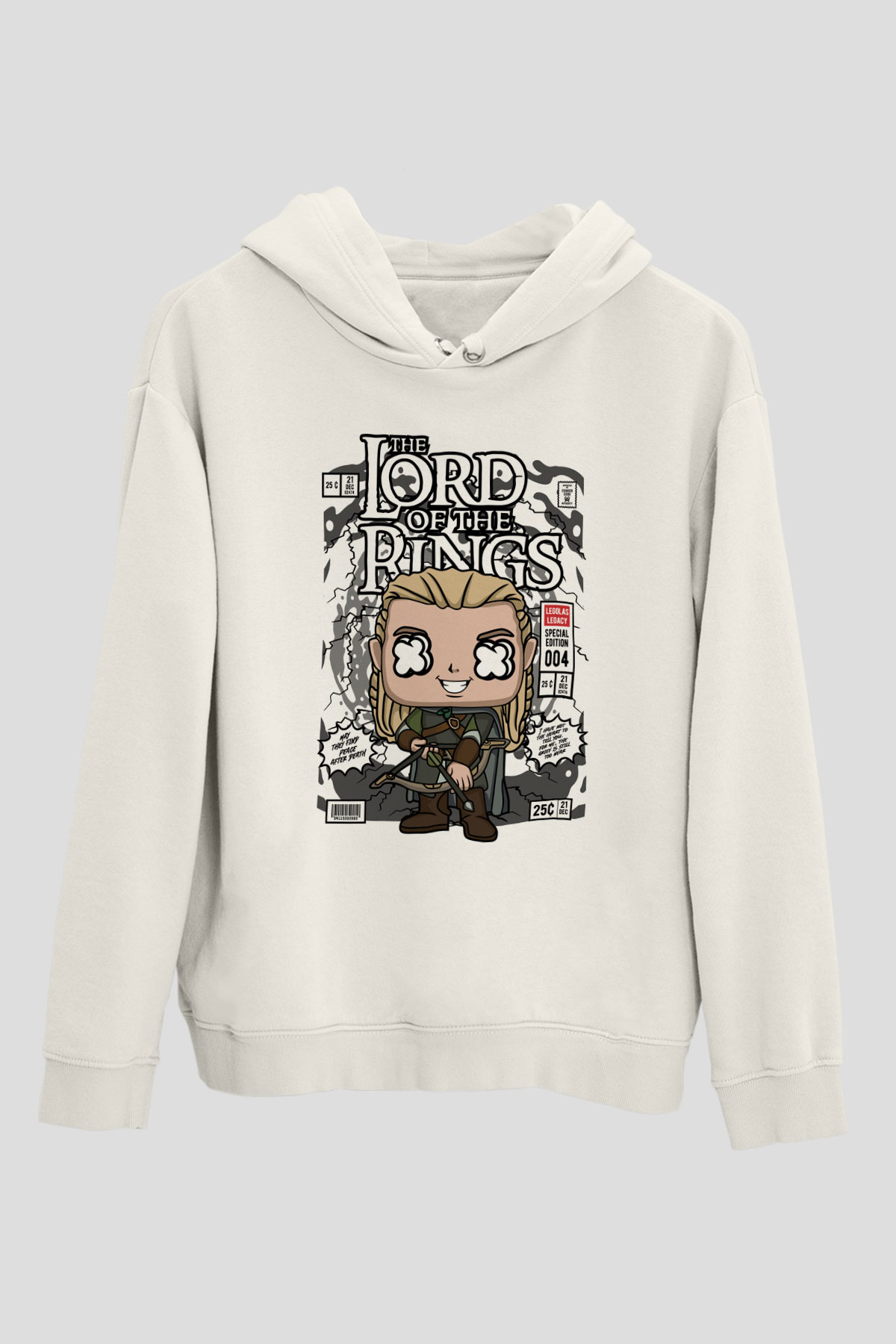 Lord Of The Rings Baskılı Unisex Beyaz Hoodie