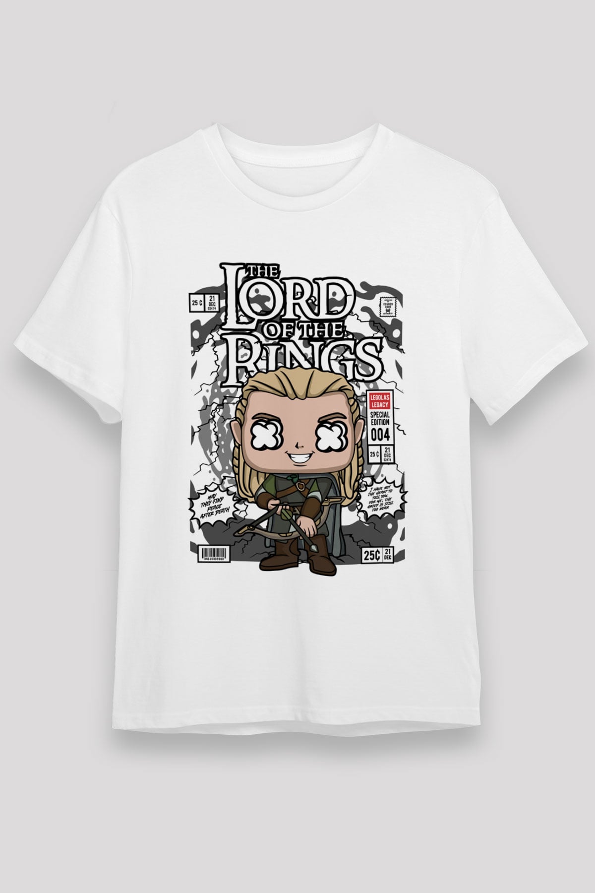 Lord Of The Rings Baskılı Unisex Beyaz Tişört