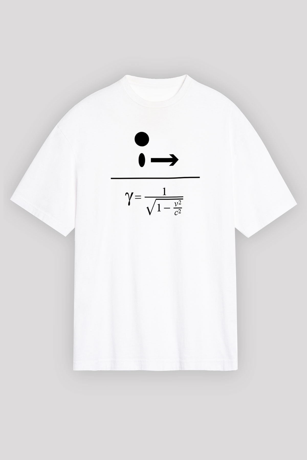 Lorentz Faktörü Baskılı Unisex Oversize Beyaz Tişört - Tshirt