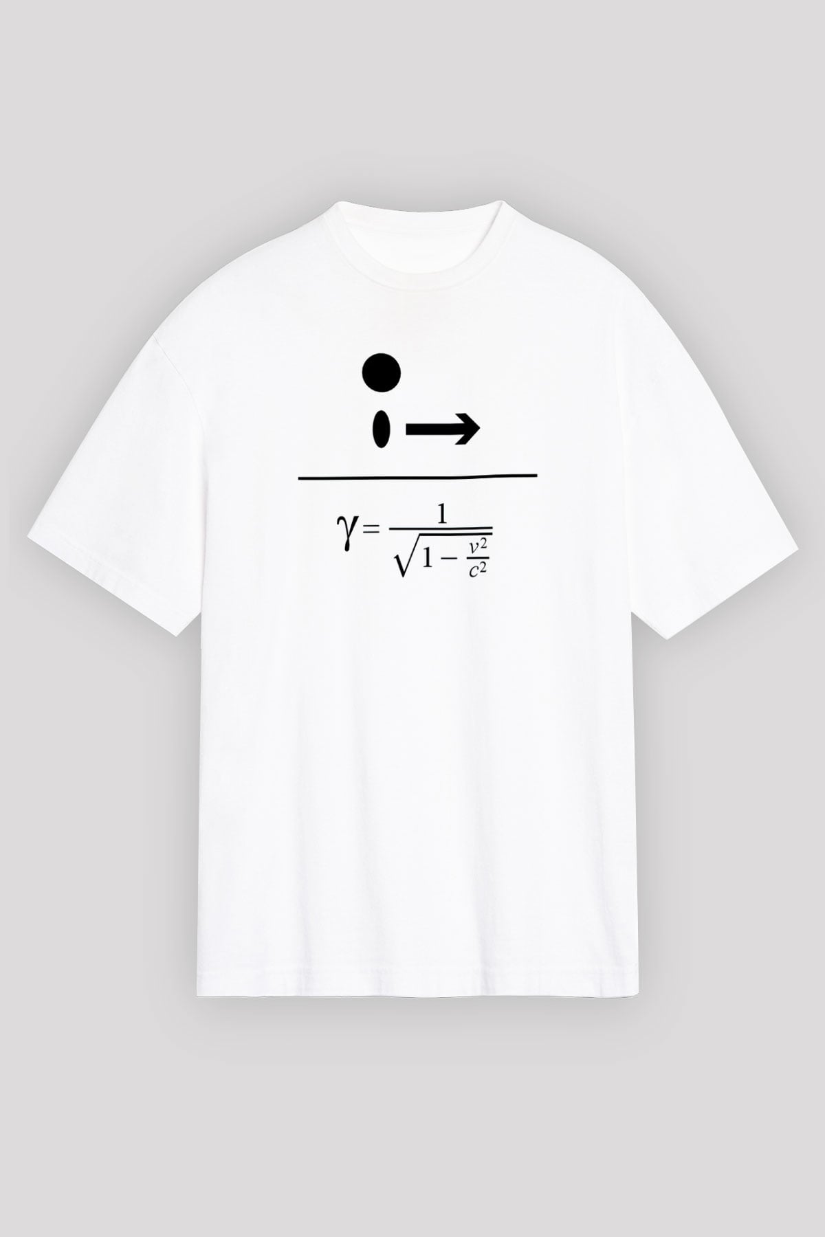 Lorentz Faktörü Baskılı Unisex Oversize Beyaz Tişört - Tshirt