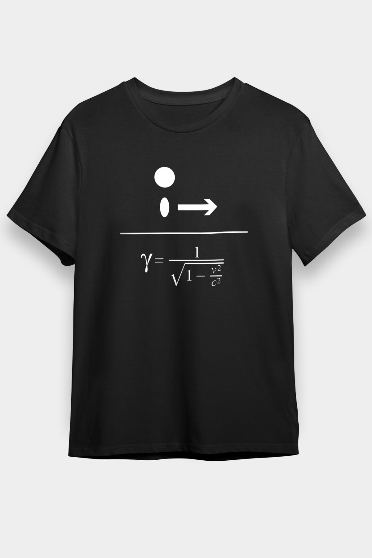 Lorentz Faktörü Baskılı Unisex Siyah Tişört - Tshirt