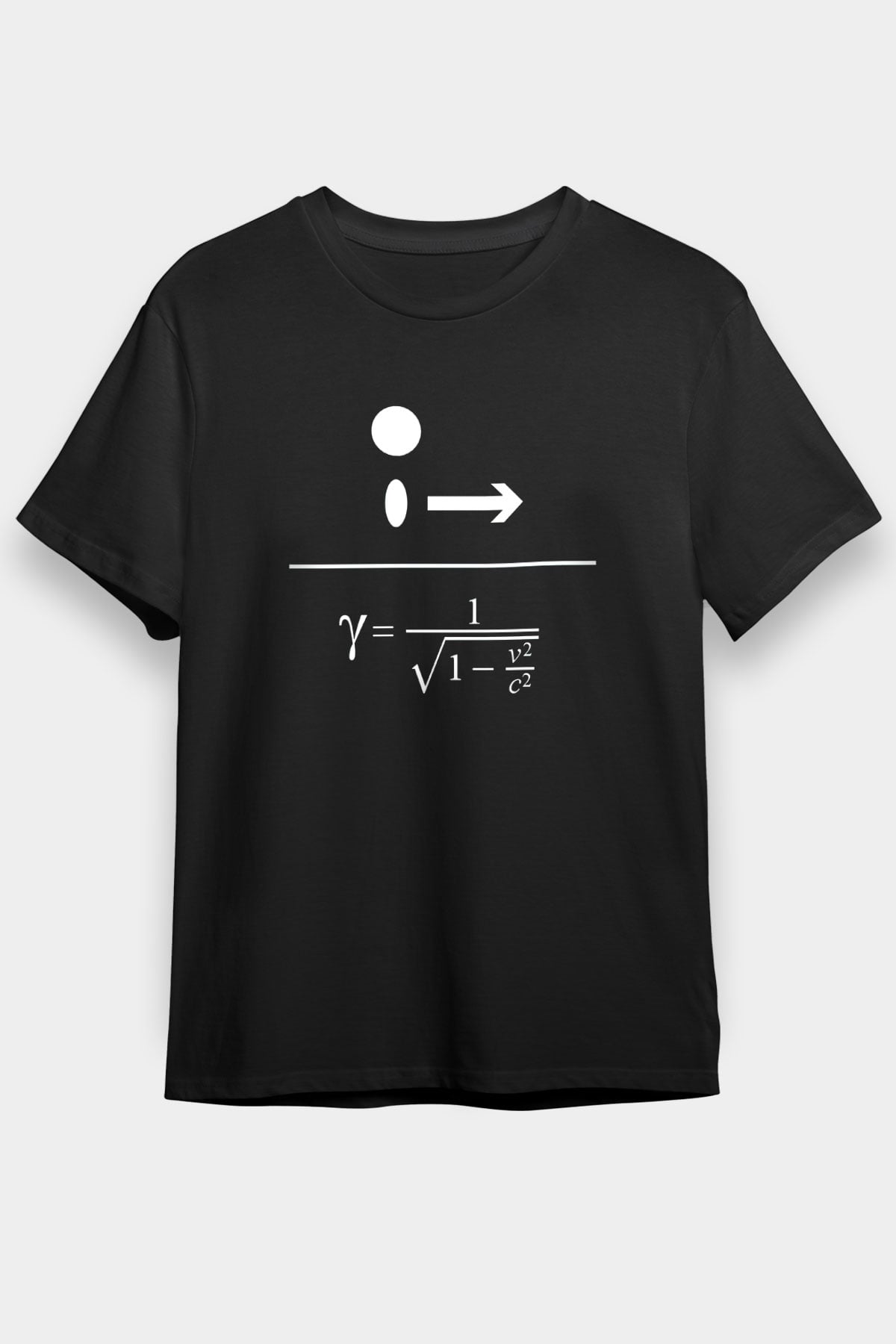 Lorentz Faktörü Baskılı Unisex Siyah Tişört - Tshirt