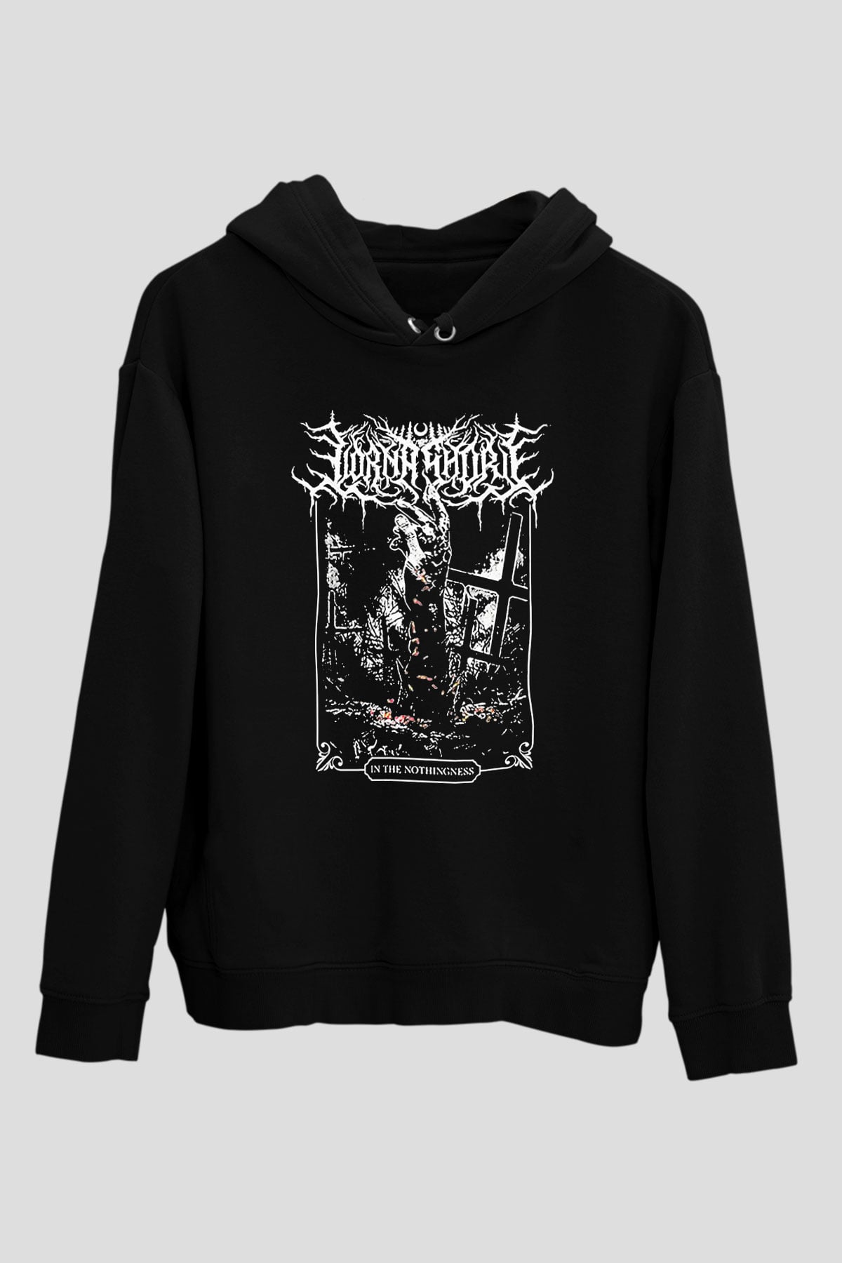Lorna Shore Baskılı Unisex Siyah Kapüşonlu Sweatshirt
