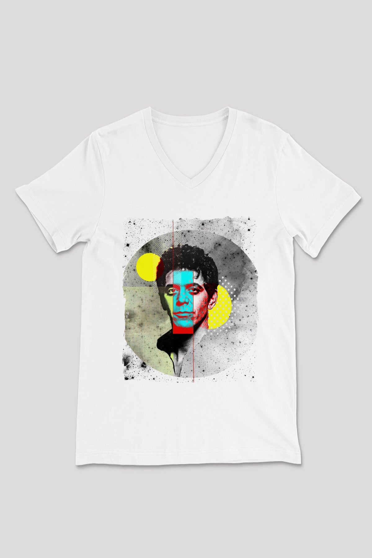 Lou Reed Beyaz Unisex V Yaka Tişört