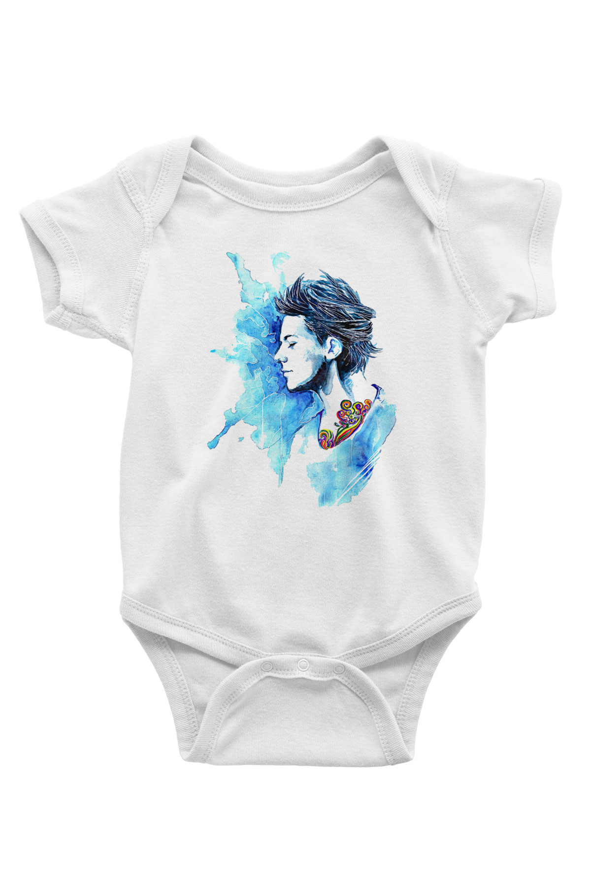Louis Tomlinson Baskılı Beyaz Unisex Bebek Body - Zıbın