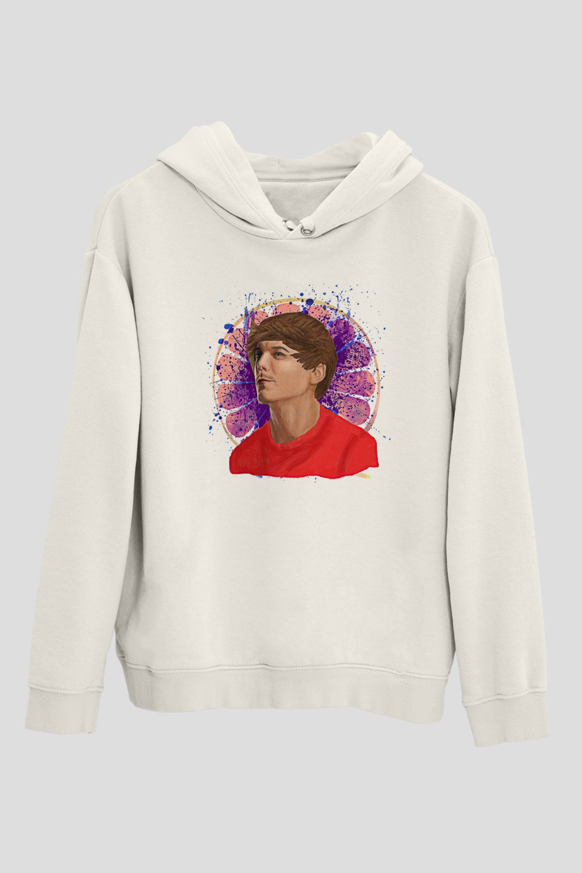 Louis Tomlinson Baskılı Beyaz Unisex Kapüşonlu Sweatshirt