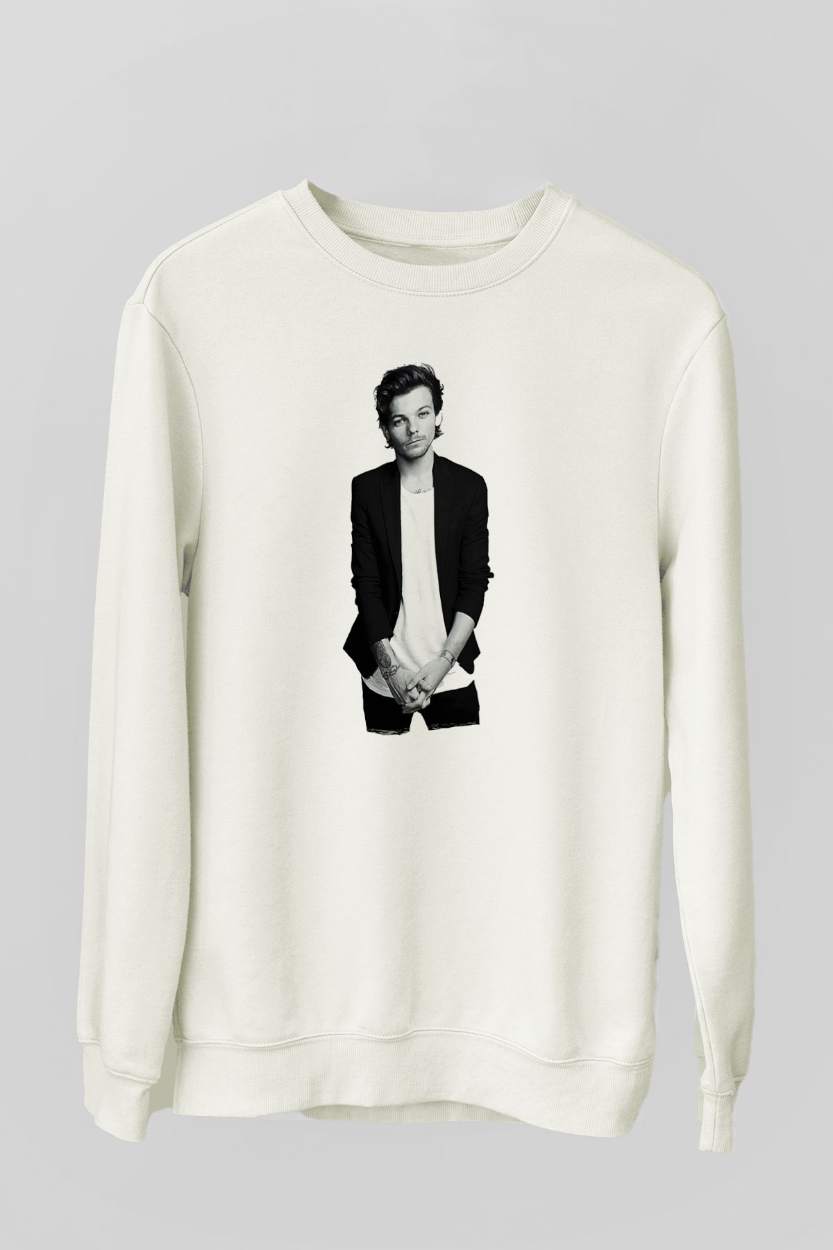 Louis Tomlinson Baskılı Beyaz Unisex Sweatshirt