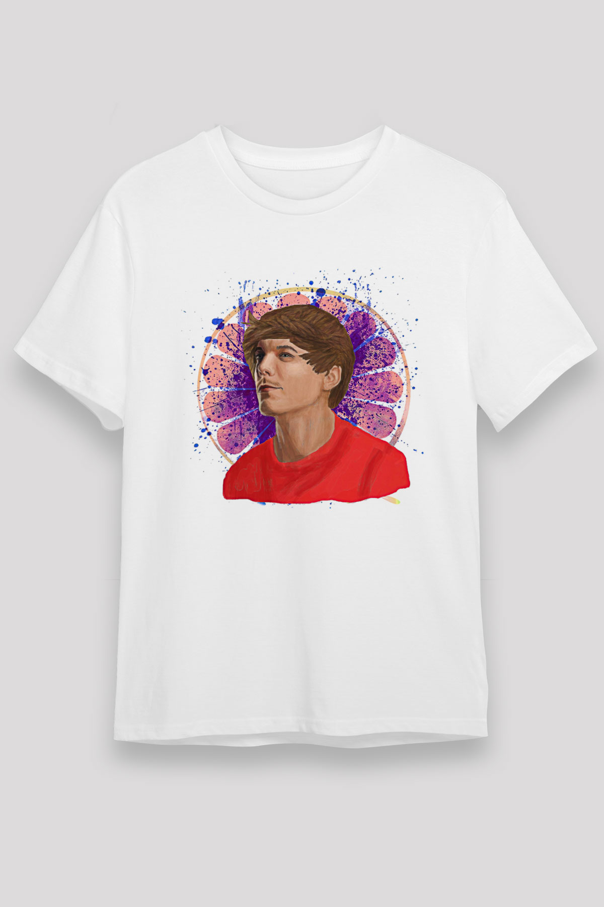 Louis Tomlinson Baskılı Unisex Beyaz Tişört - Tshirt