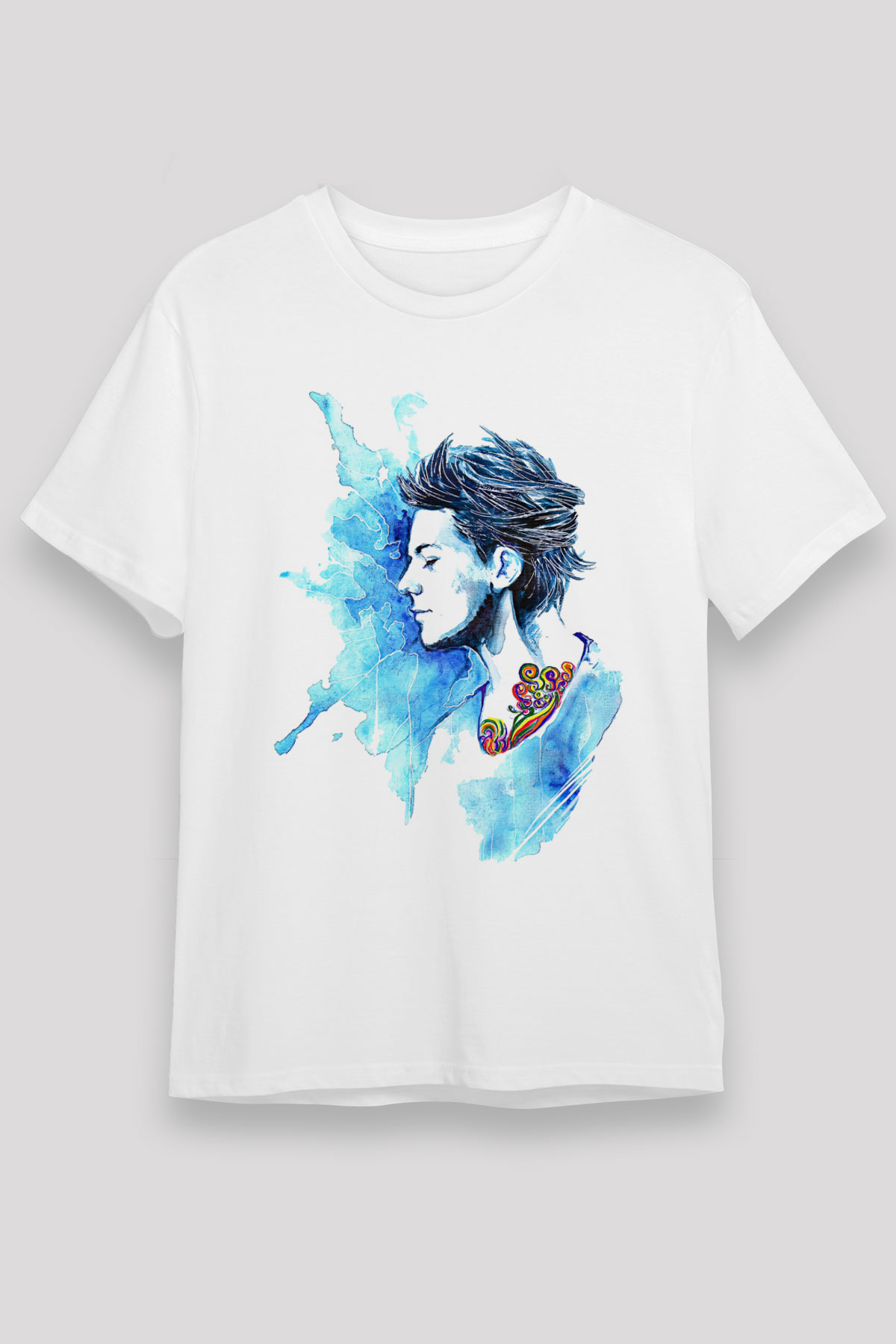 Louis Tomlinson Baskılı Unisex Beyaz Tişört - Tshirt