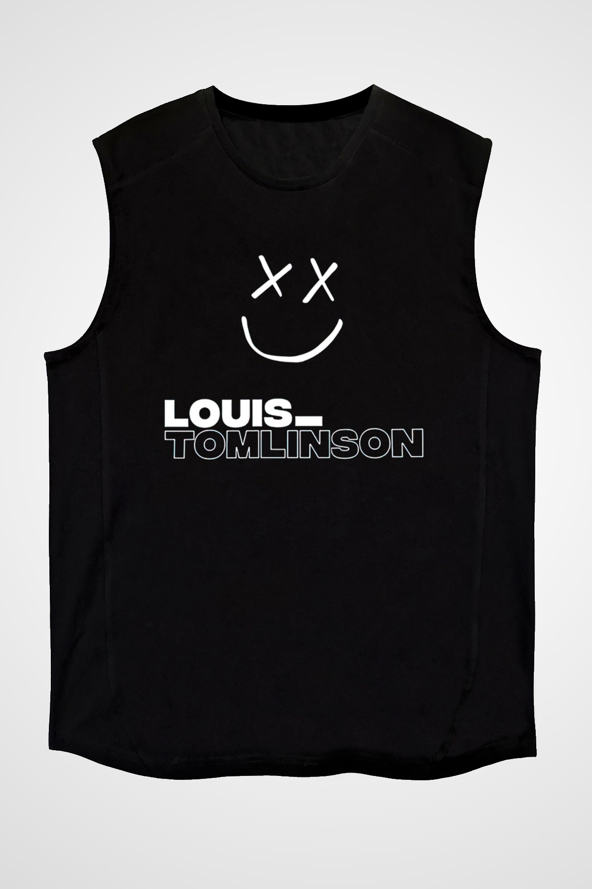 Louis Tomlinson Baskılı Unisex Siyah Kolsuz Tişört - Tshirt