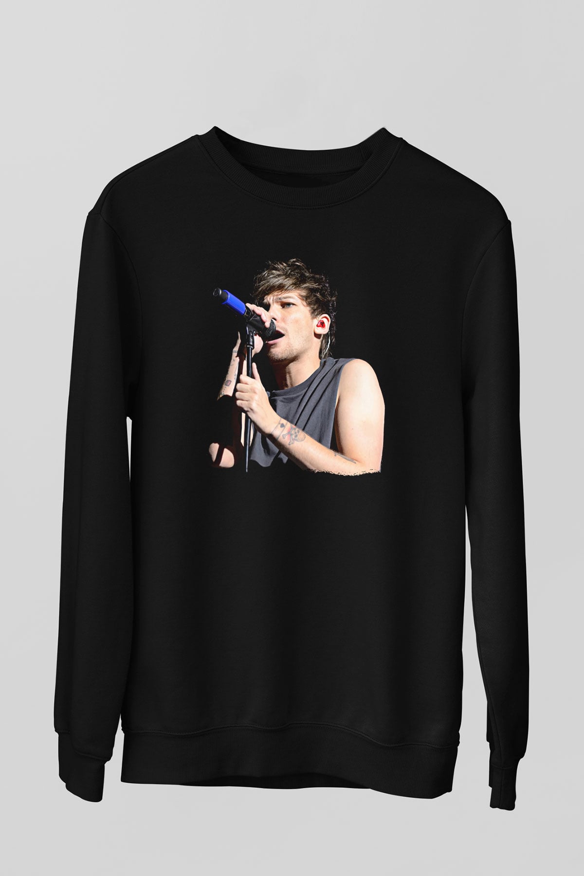 Louis Tomlinson Baskılı Unisex Siyah Sweatshirt