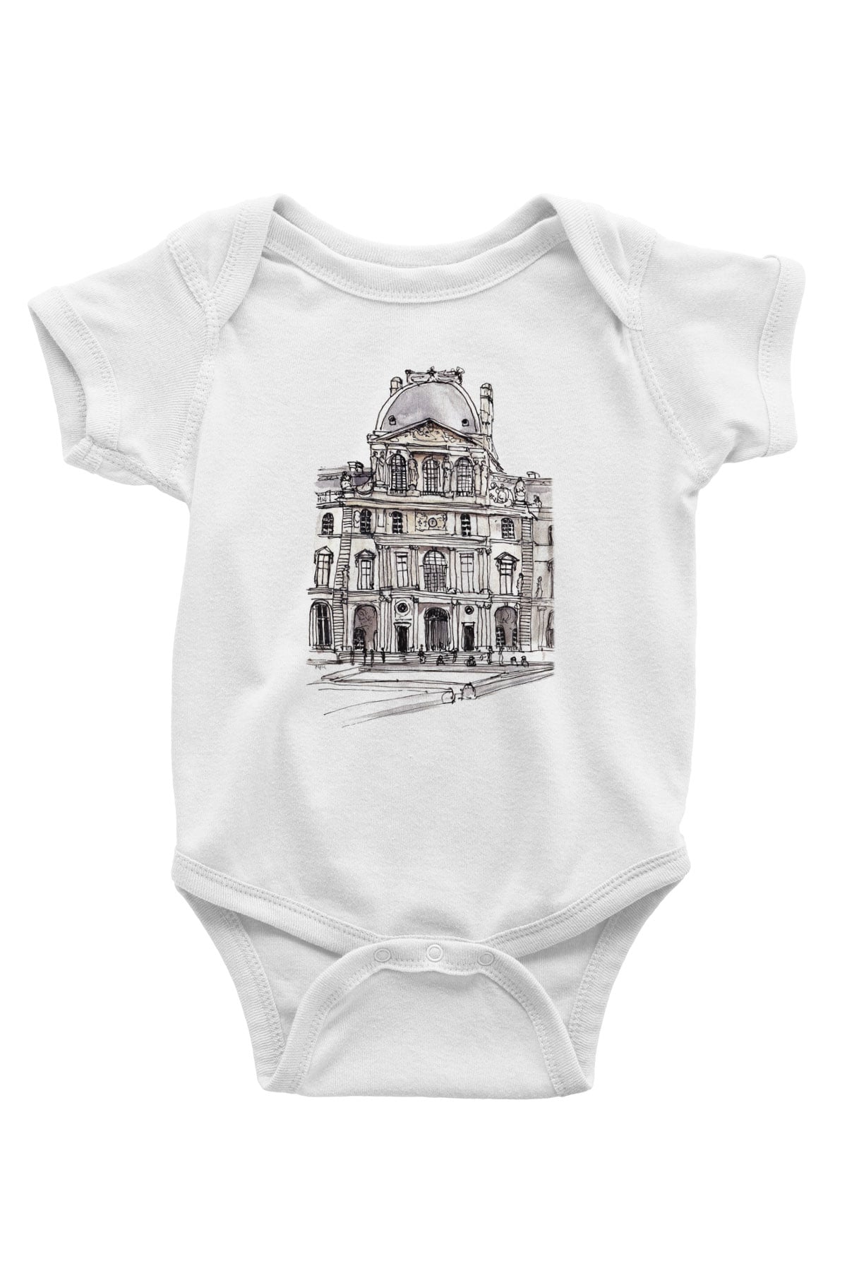 Louvre Müzesi Baskılı Beyaz Unisex Bebek Body - Zıbın
