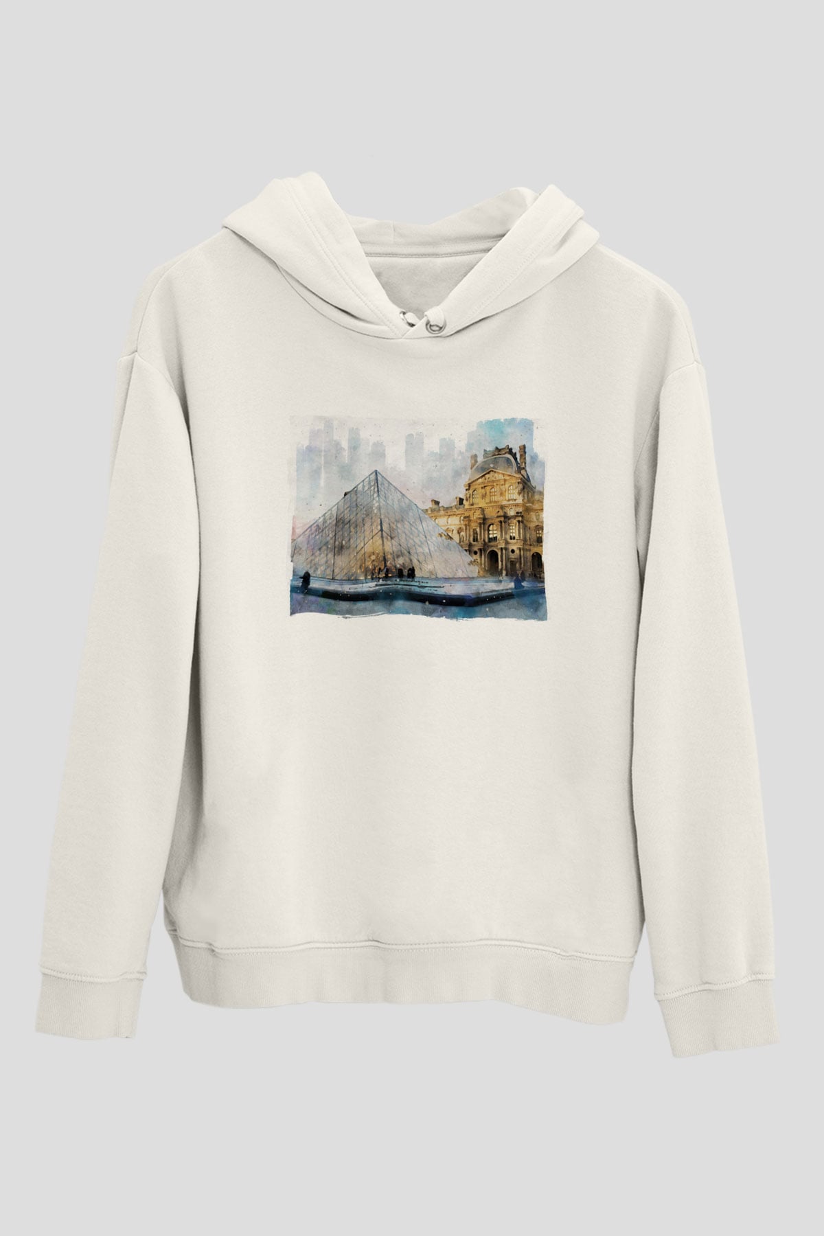 Louvre Müzesi Beyaz Unisex Hoodie