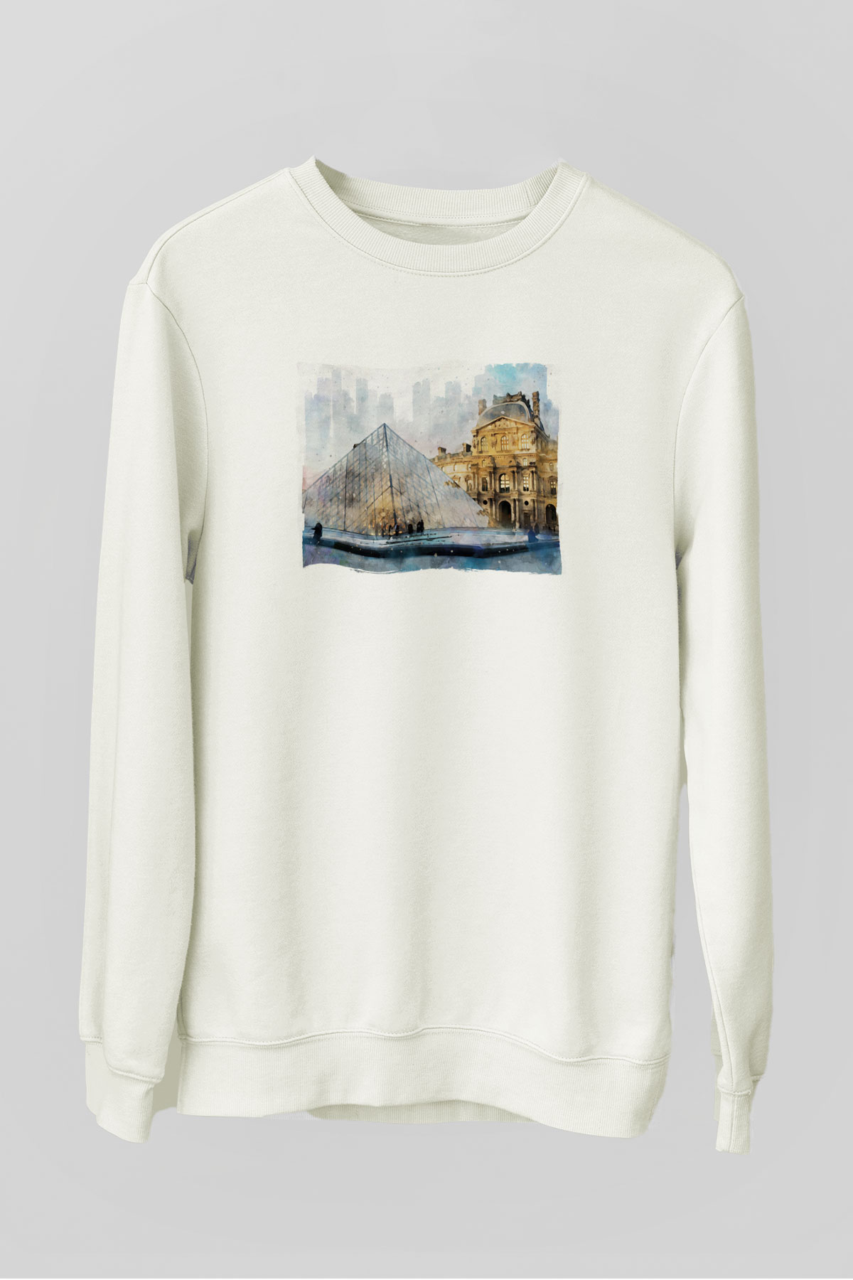 Louvre Müzesi Beyaz Unisex Sweatshirt