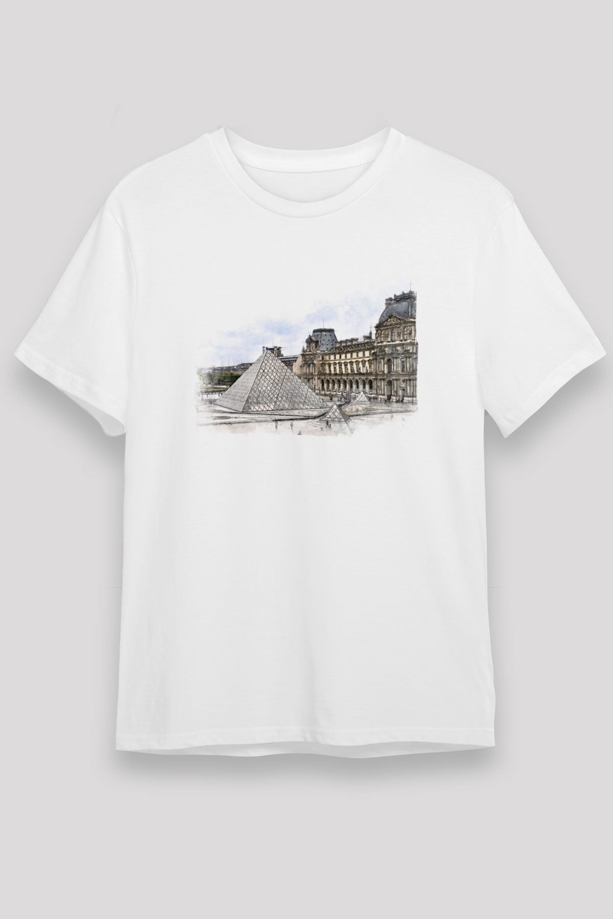 Louvre Müzesi Beyaz Unisex Tişört T-Shirt - TişörtFabrikası