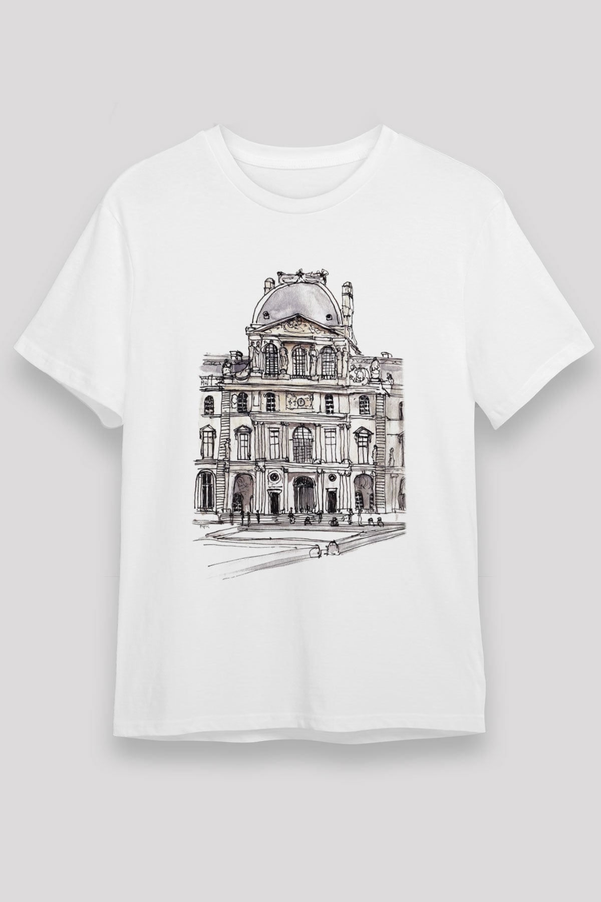 Louvre Müzesi Beyaz Unisex Tişört T-Shirt - TişörtFabrikası
