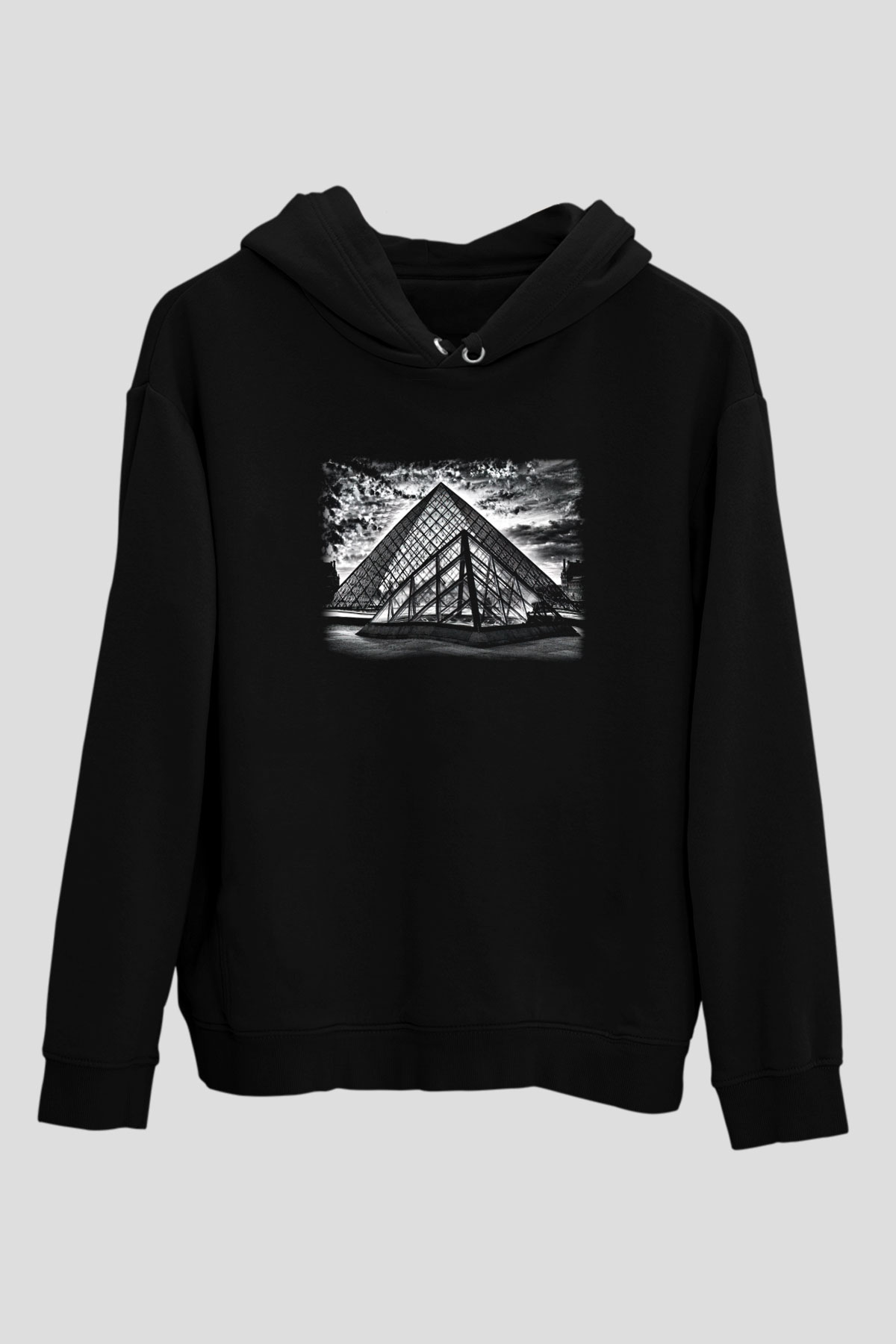 Louvre Müzesi Siyah Unisex Hoodie